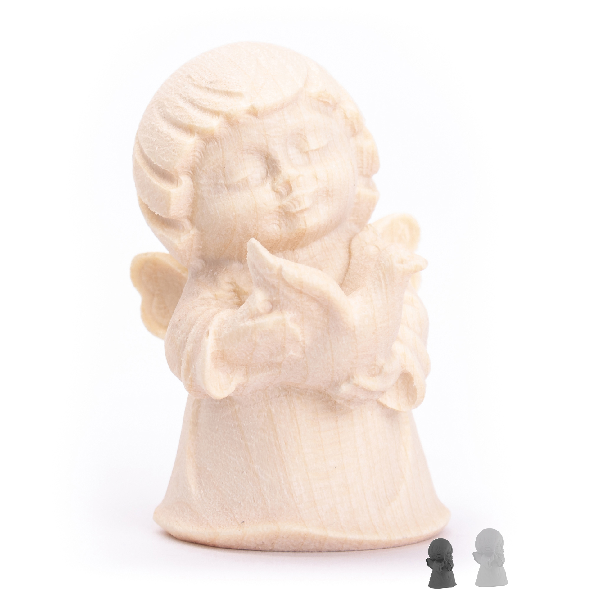 Engel mit Taube 4cm, natur 