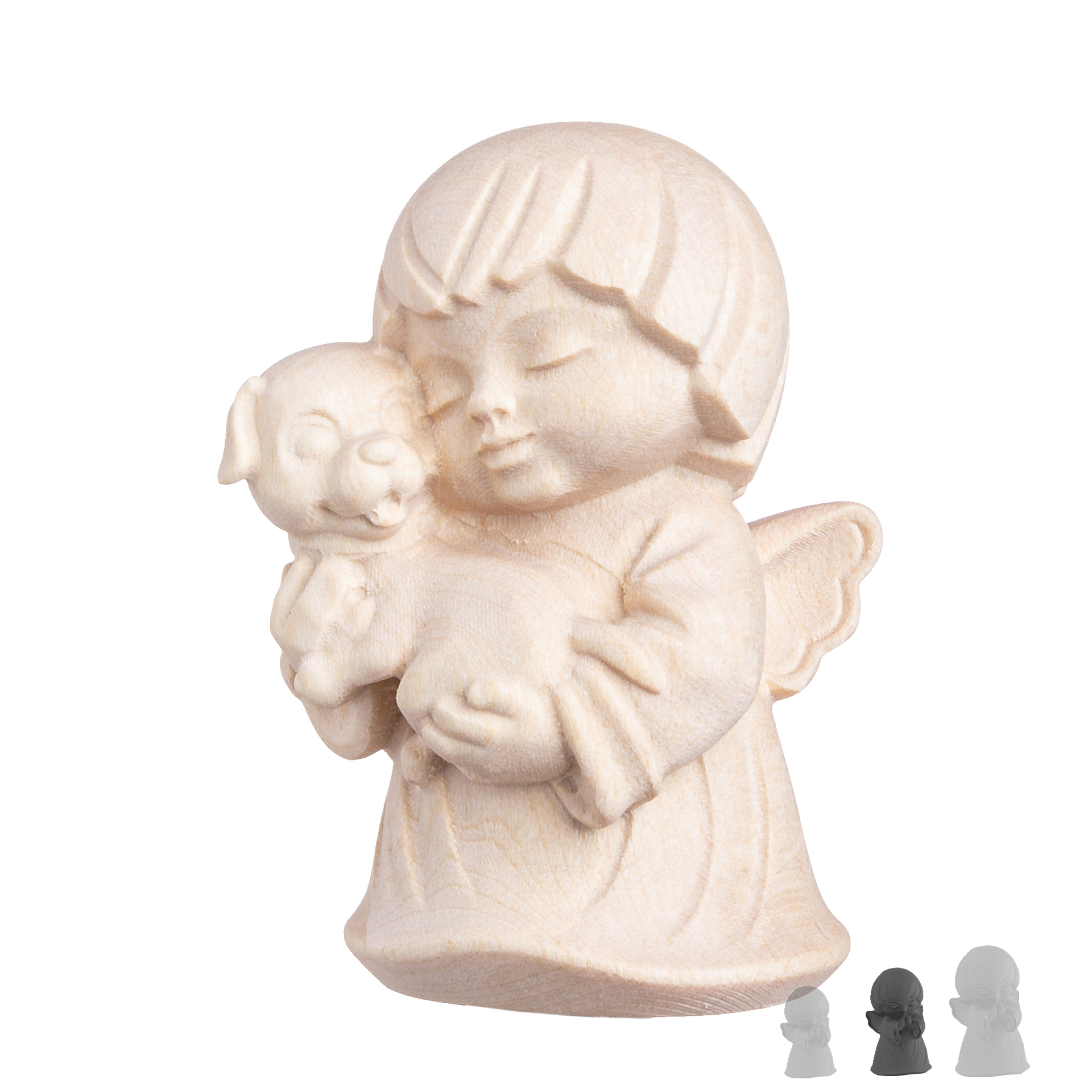 Engel mit Hund 7cm, natur Engel mit Hund 7cm, natur