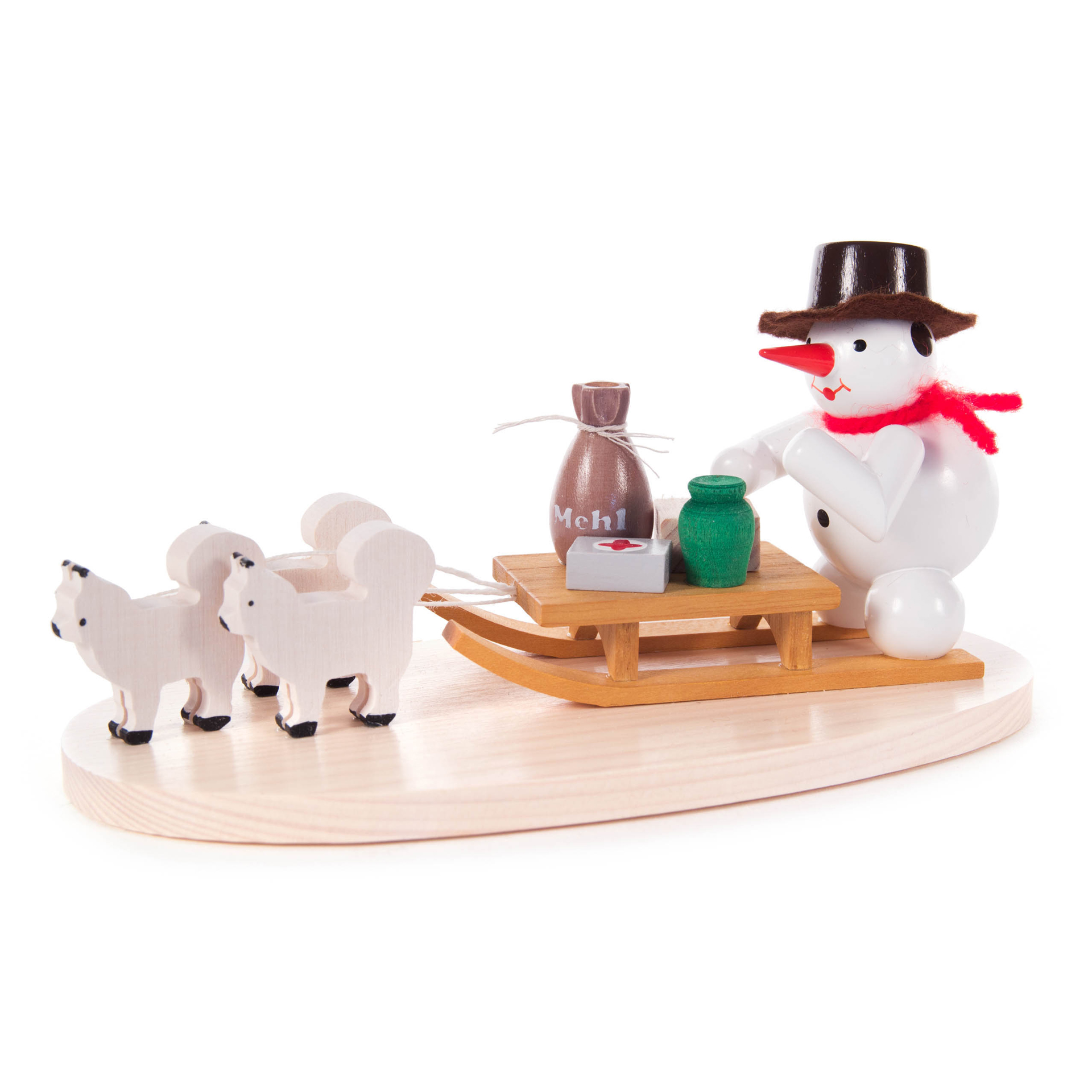 Schneemann mit Hundeschlitten