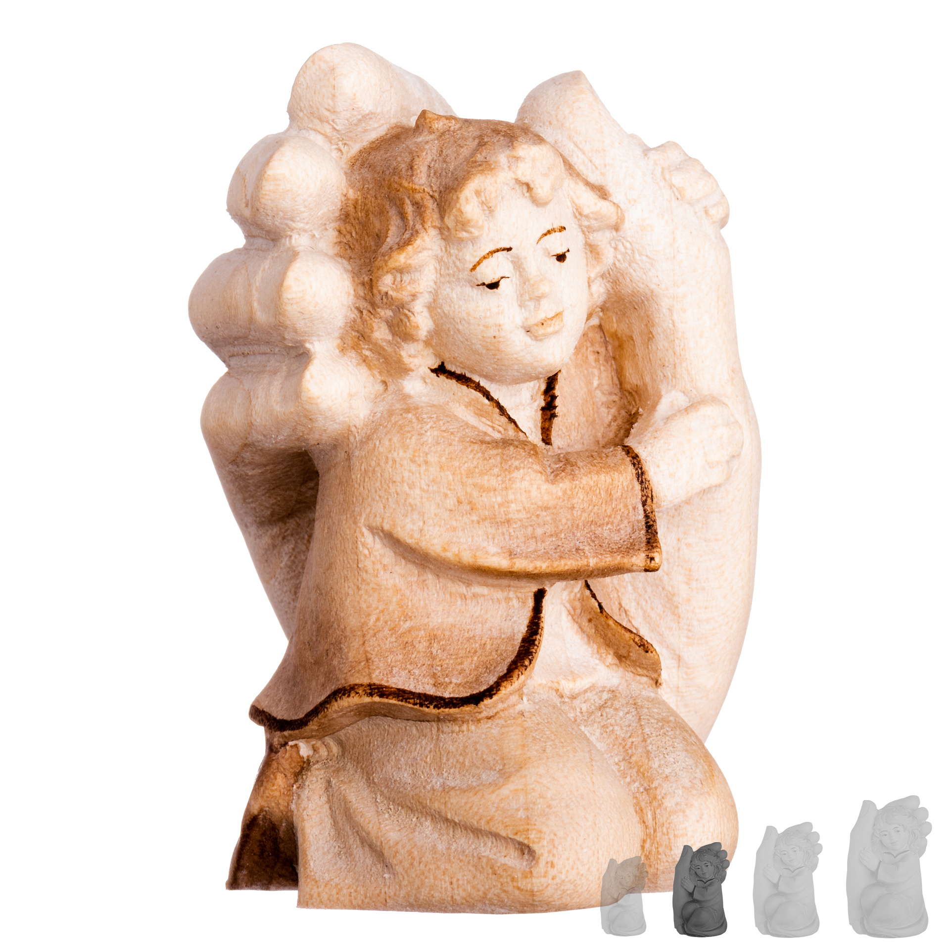 Schützende Hand mit Junge 7cm, gebeizt Schützende Hand mit Junge 7cm, gebeizt