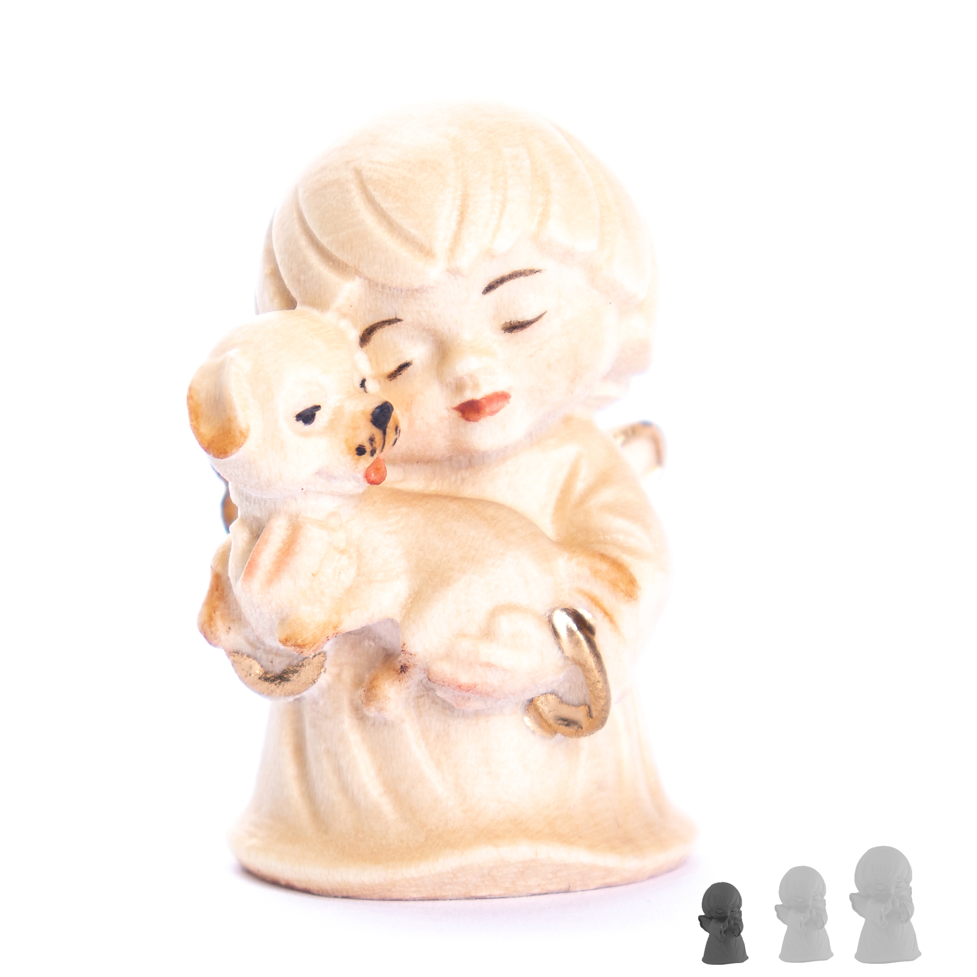 Engel mit Hund 4cm, alabaster 