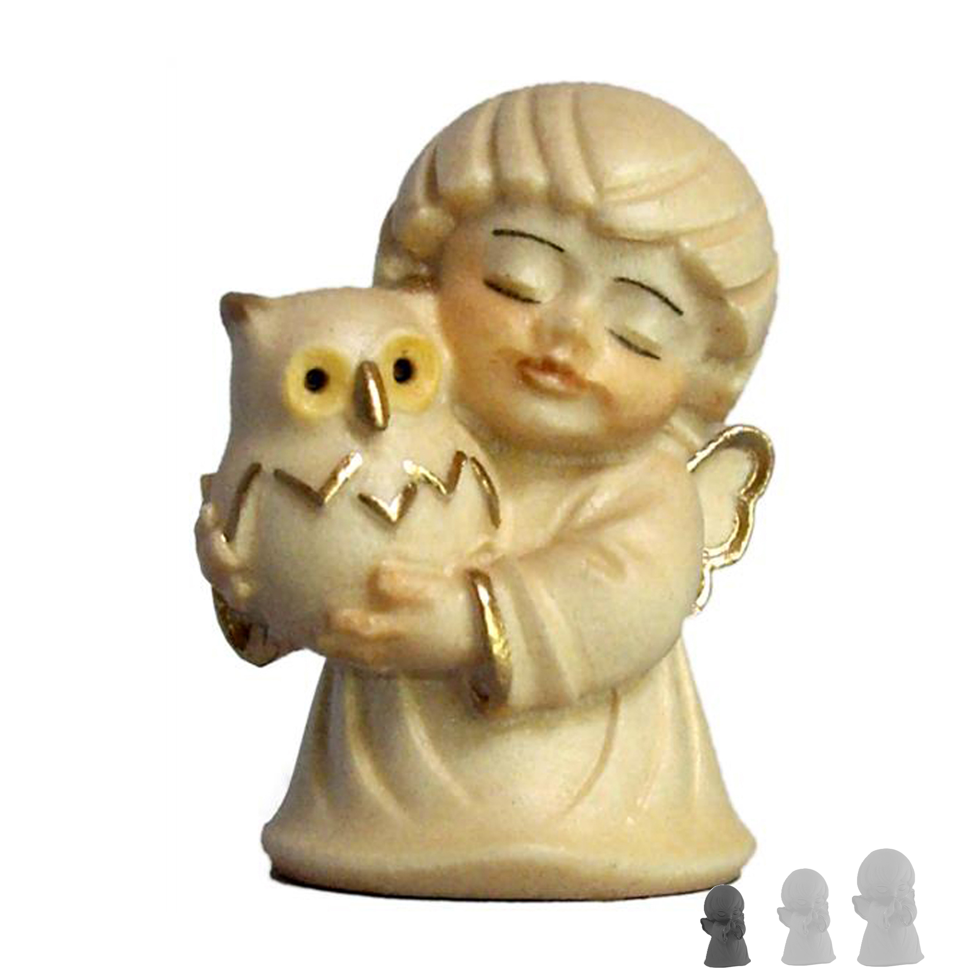 Engel mit Eule 4cm, alabaster 