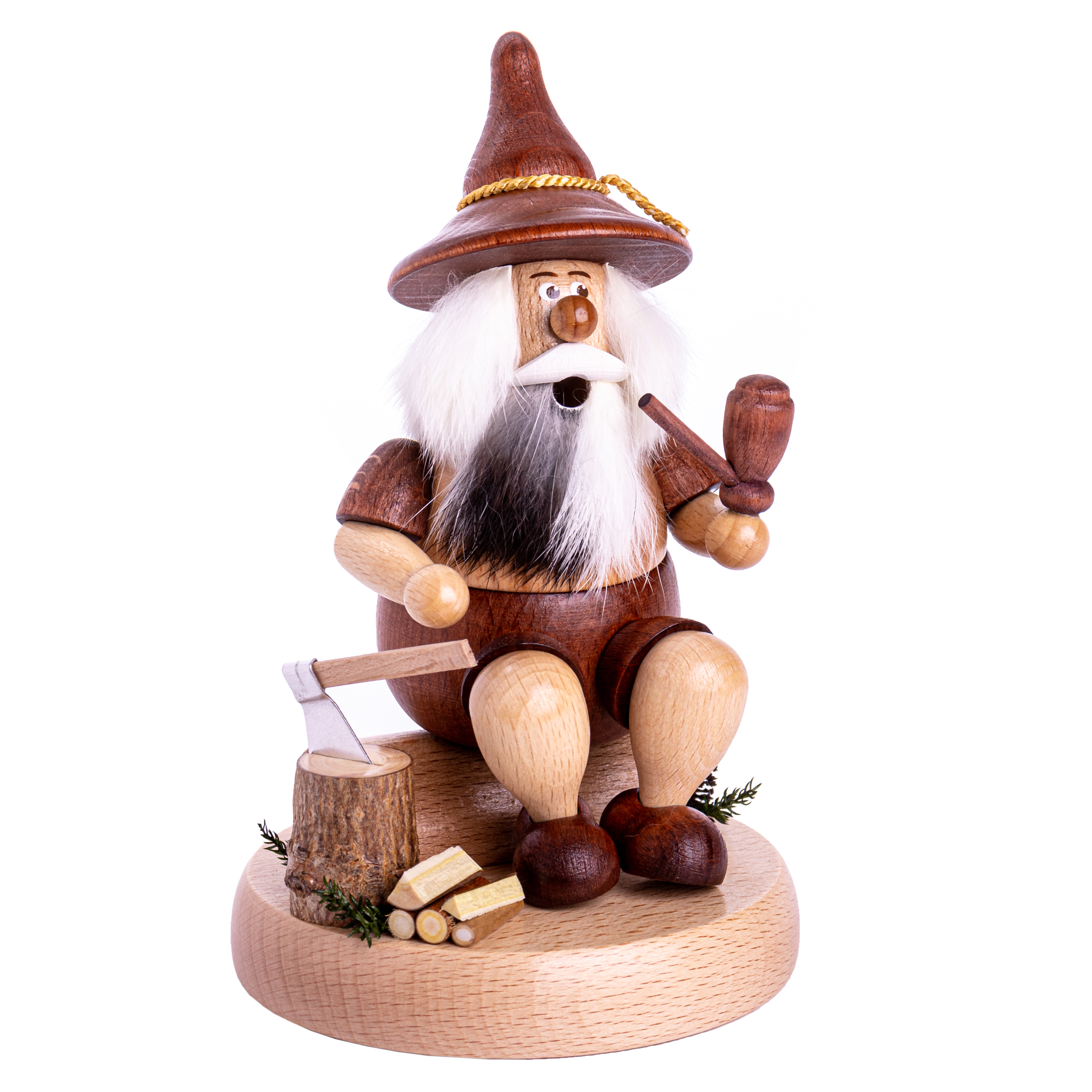 Rauchfigur Wichtel mit Hackstock Rauchfigur Wichtel mit Hackstock