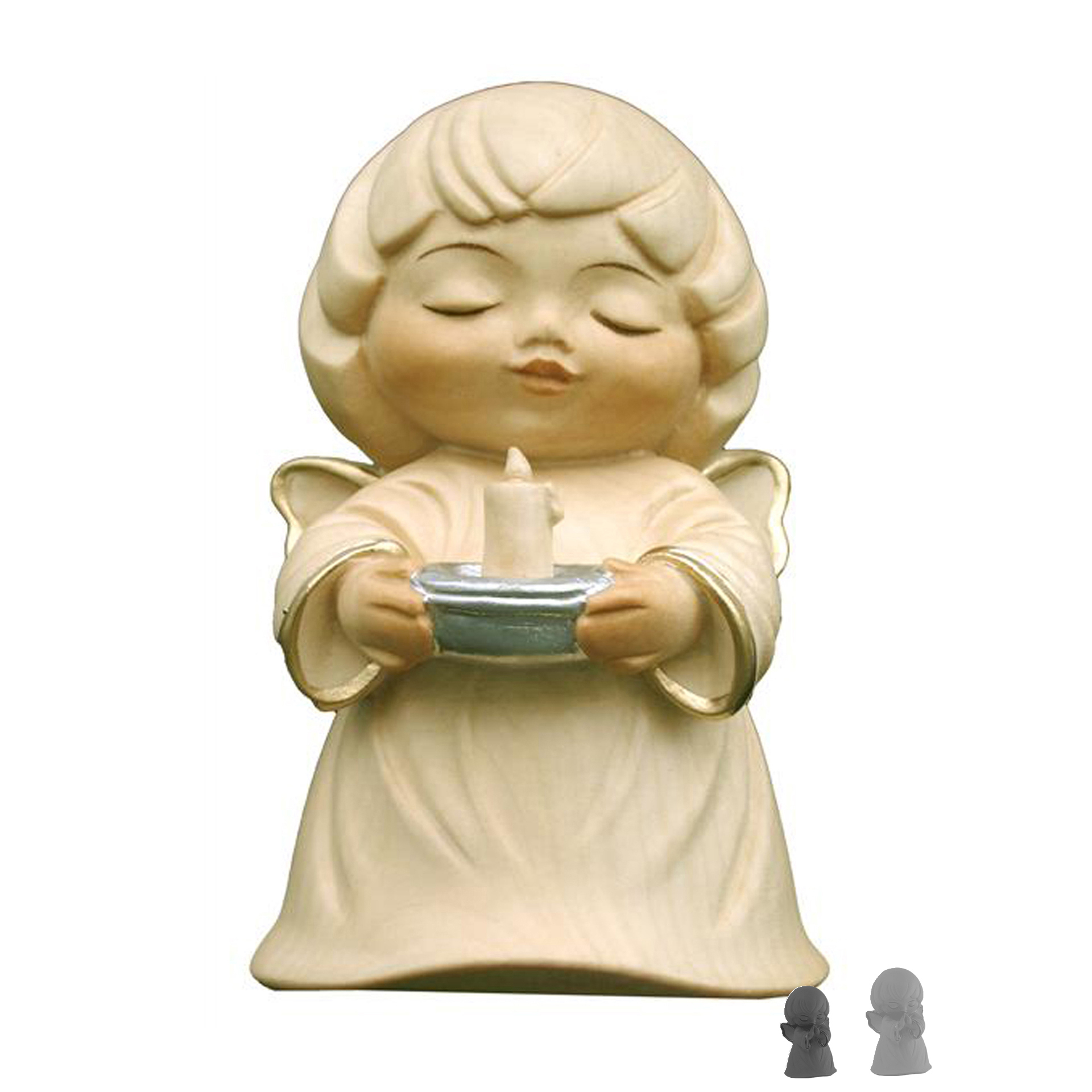 Engel mit Kerze 4cm, alabaster 