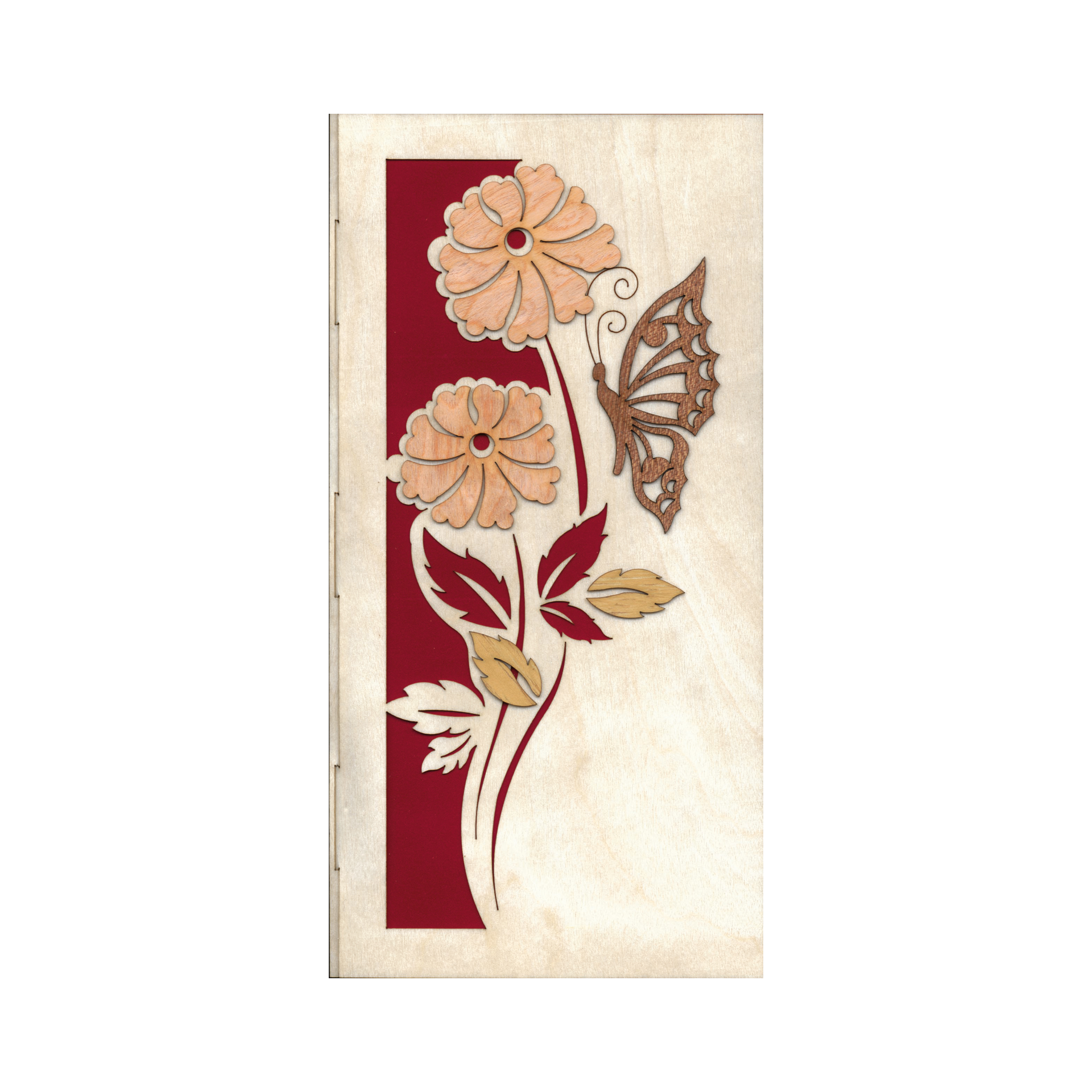 Furnierkarte Blumen & Schmetterling
