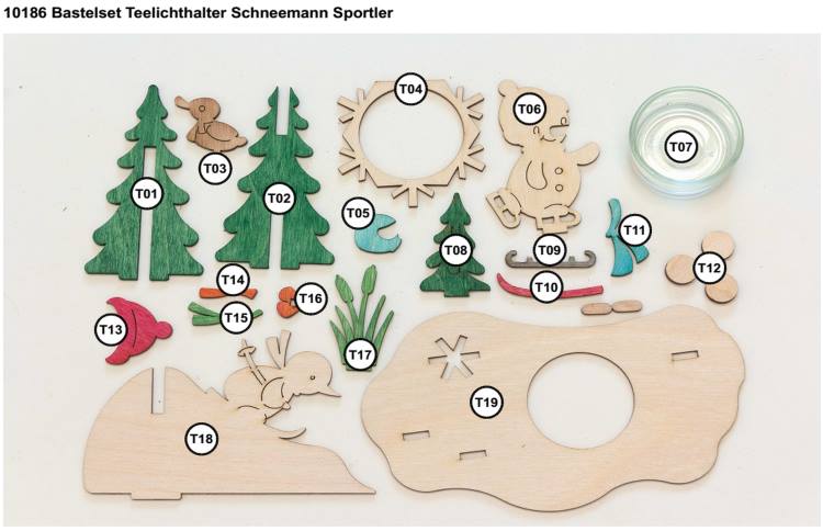 Bastelset Teelichthalter Schneemann Sportler