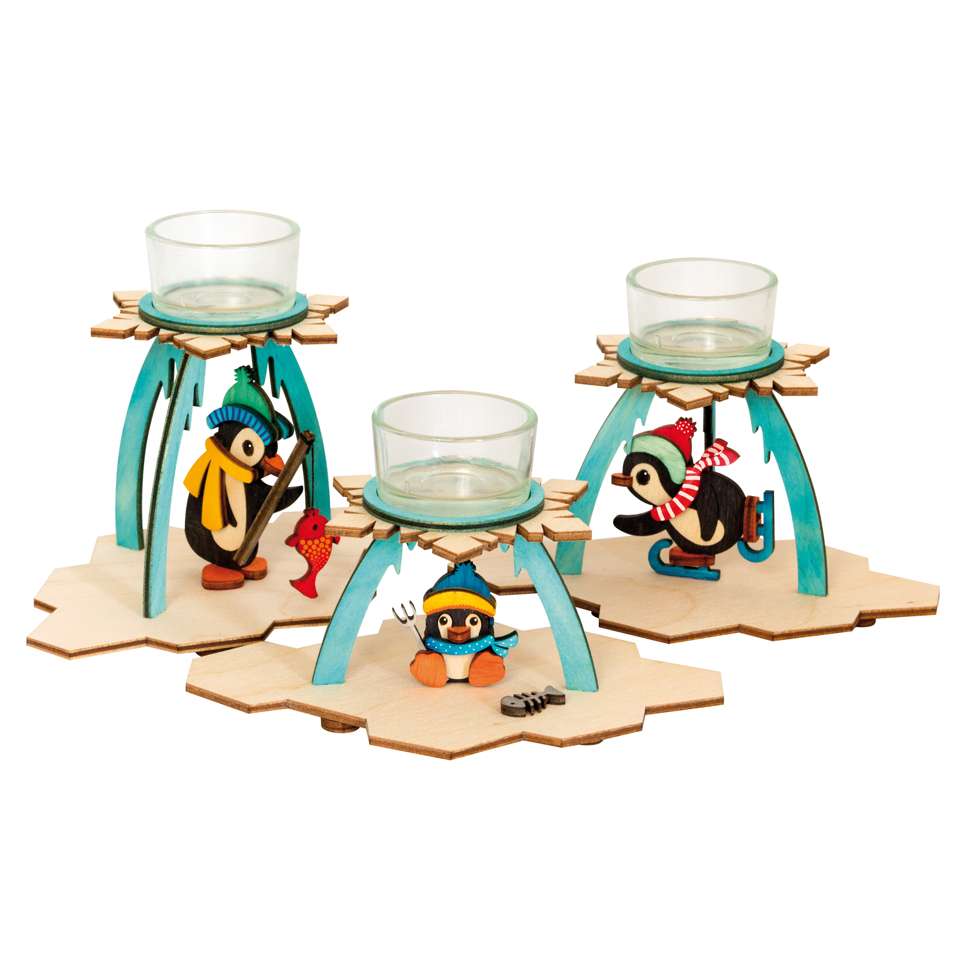 Bastelset Teelichthalter 3 Pinguine Bastelset Teelichthalter 3 Pinguine