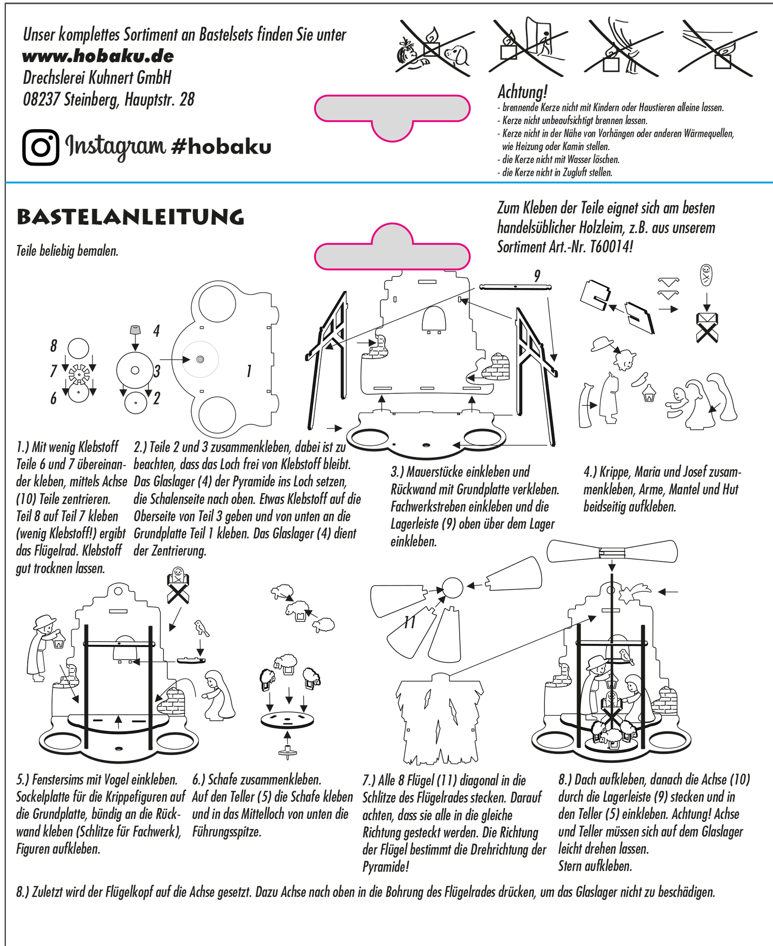 Bastelset Wand-/Tischpyramide mit Krippe