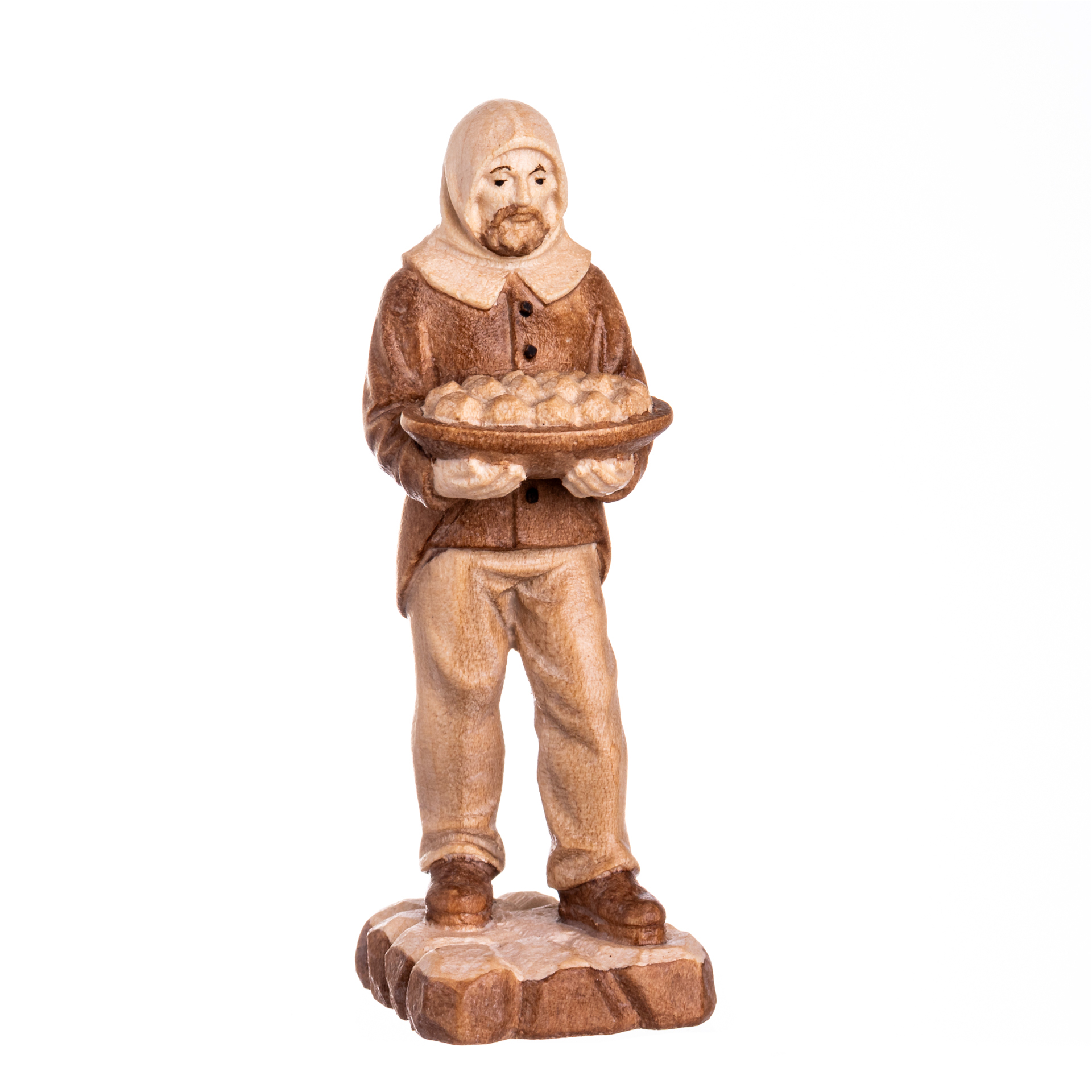 Bergmann Hauer stehend mit Erzschale 10cm, gebeizt