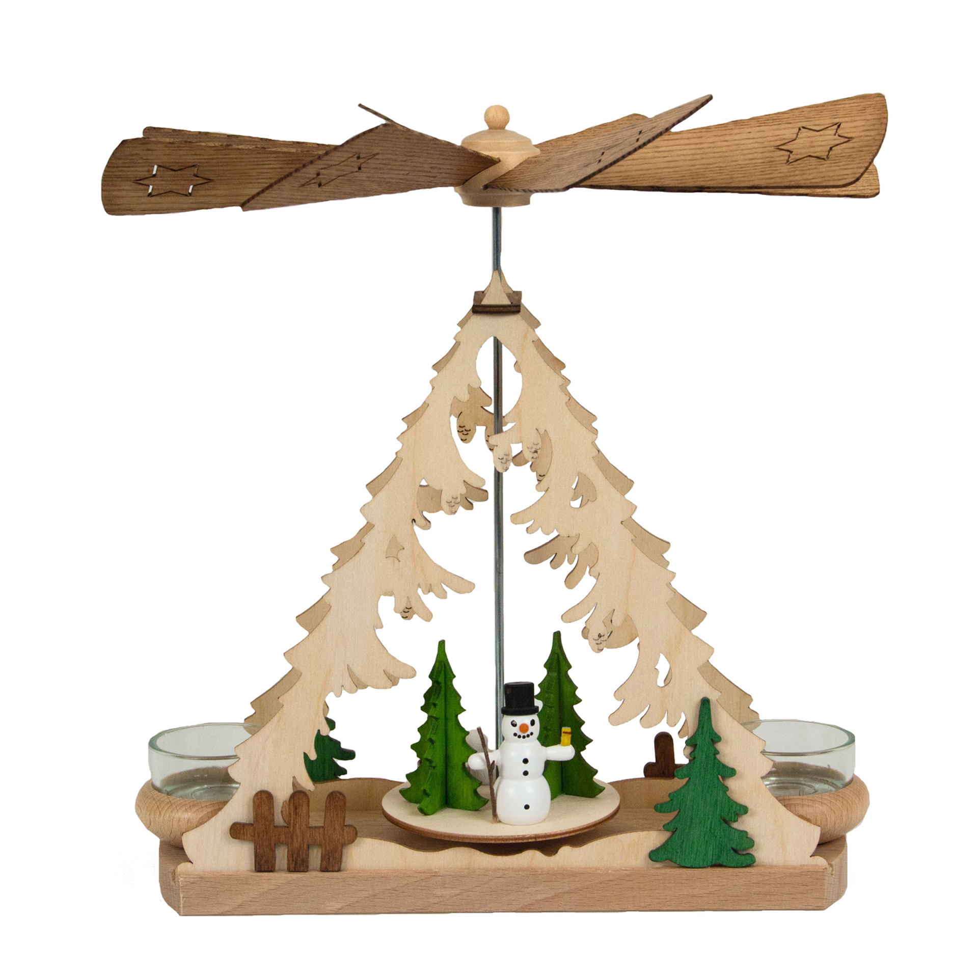 Teelichtpyramide mit Schneemann Teelichtpyramide mit Schneemann