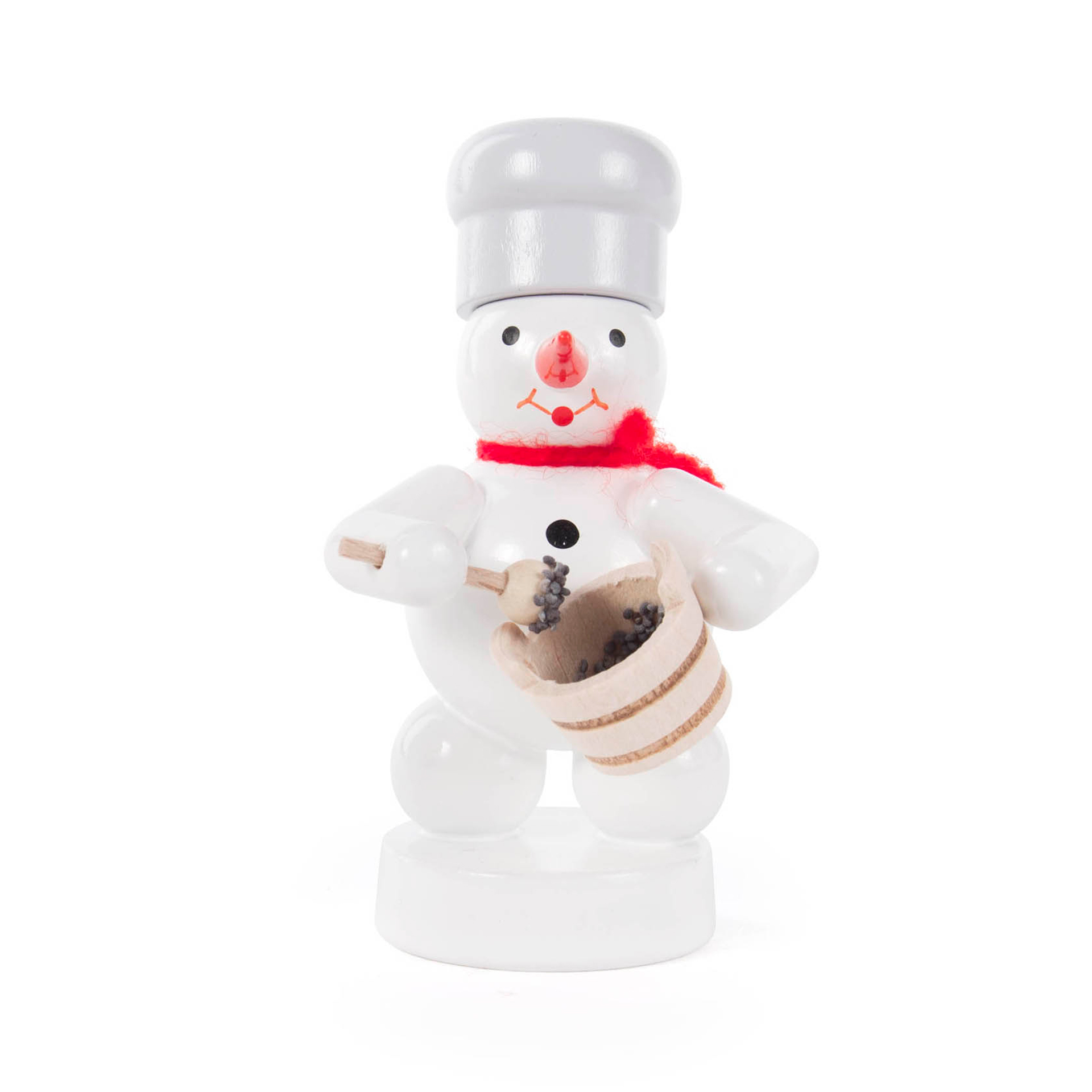 Schneemann mit Mohntopf und Löffel Schneemann mit Mohntopf und Löffel