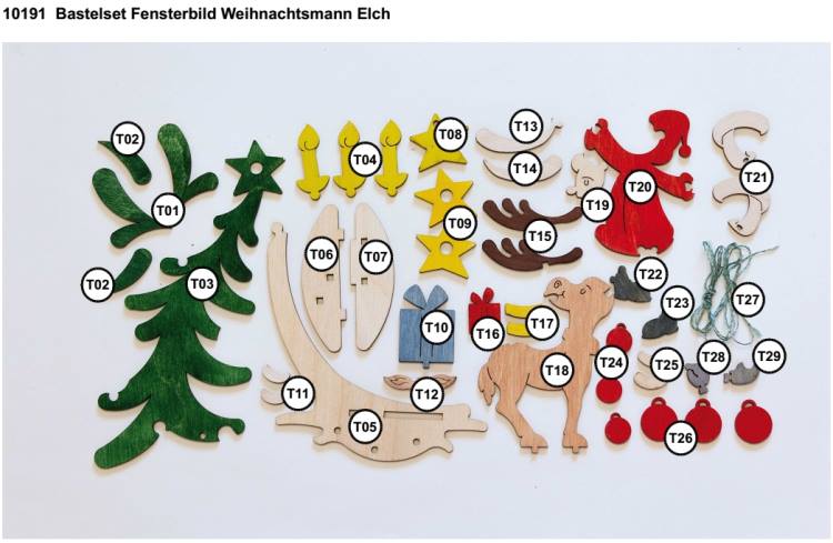 Bastelset Fensterbild Weihnachtsmann mit Elch