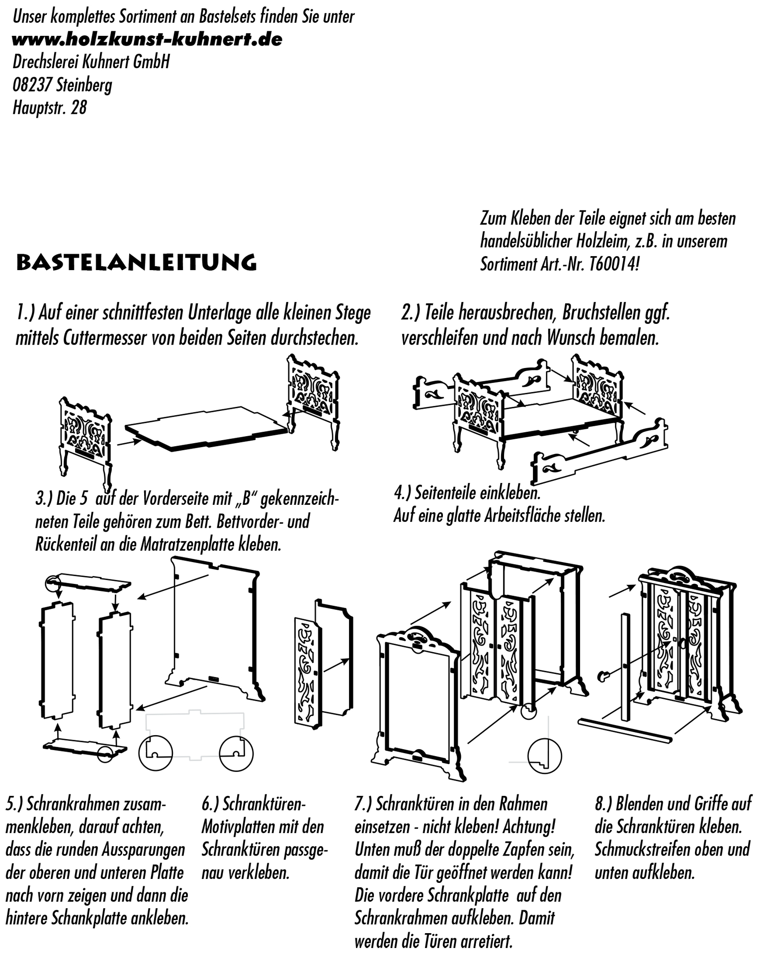 Bastelset Puppenmöbel Bett und Schrank