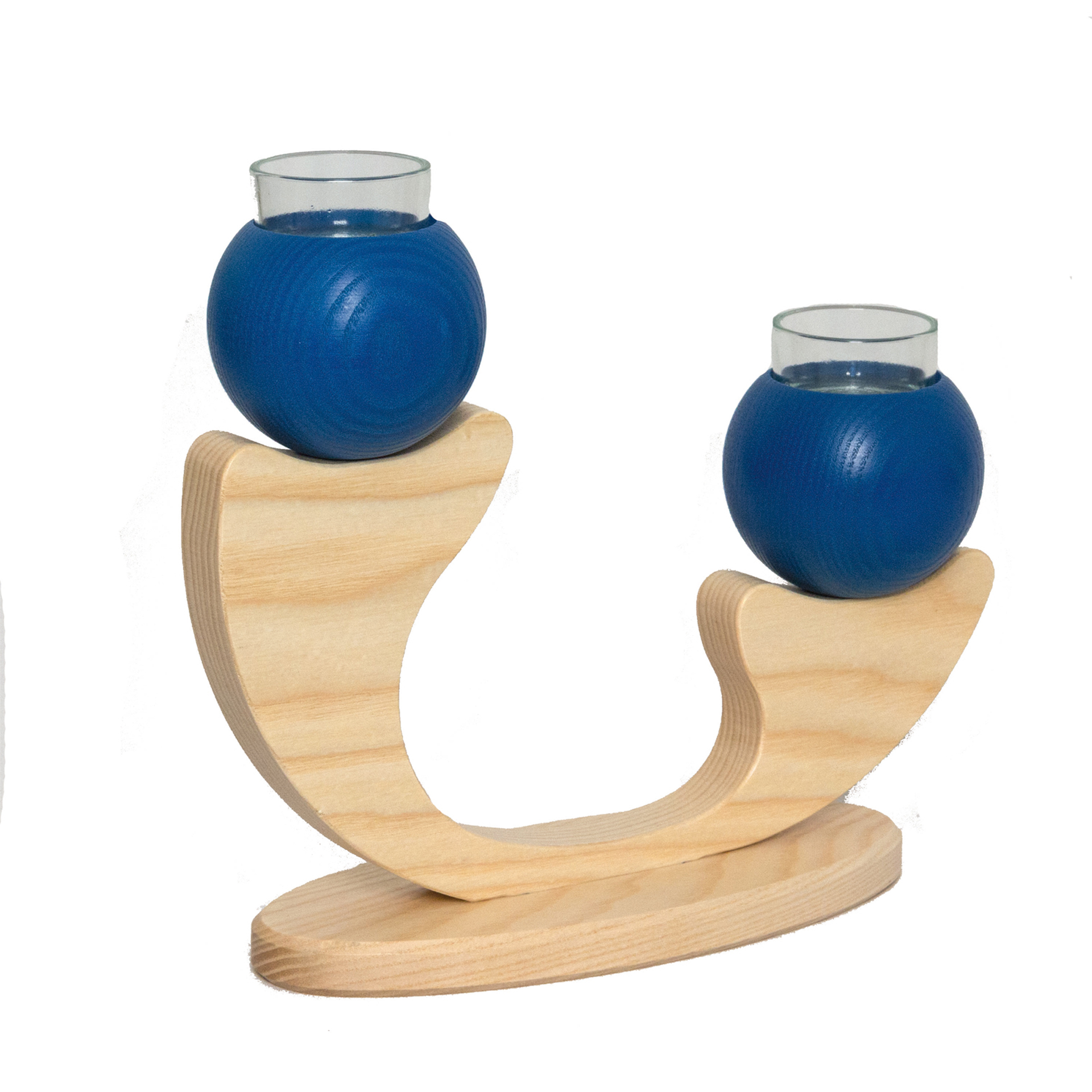 Tischleuchter 2 Kugeln, blau