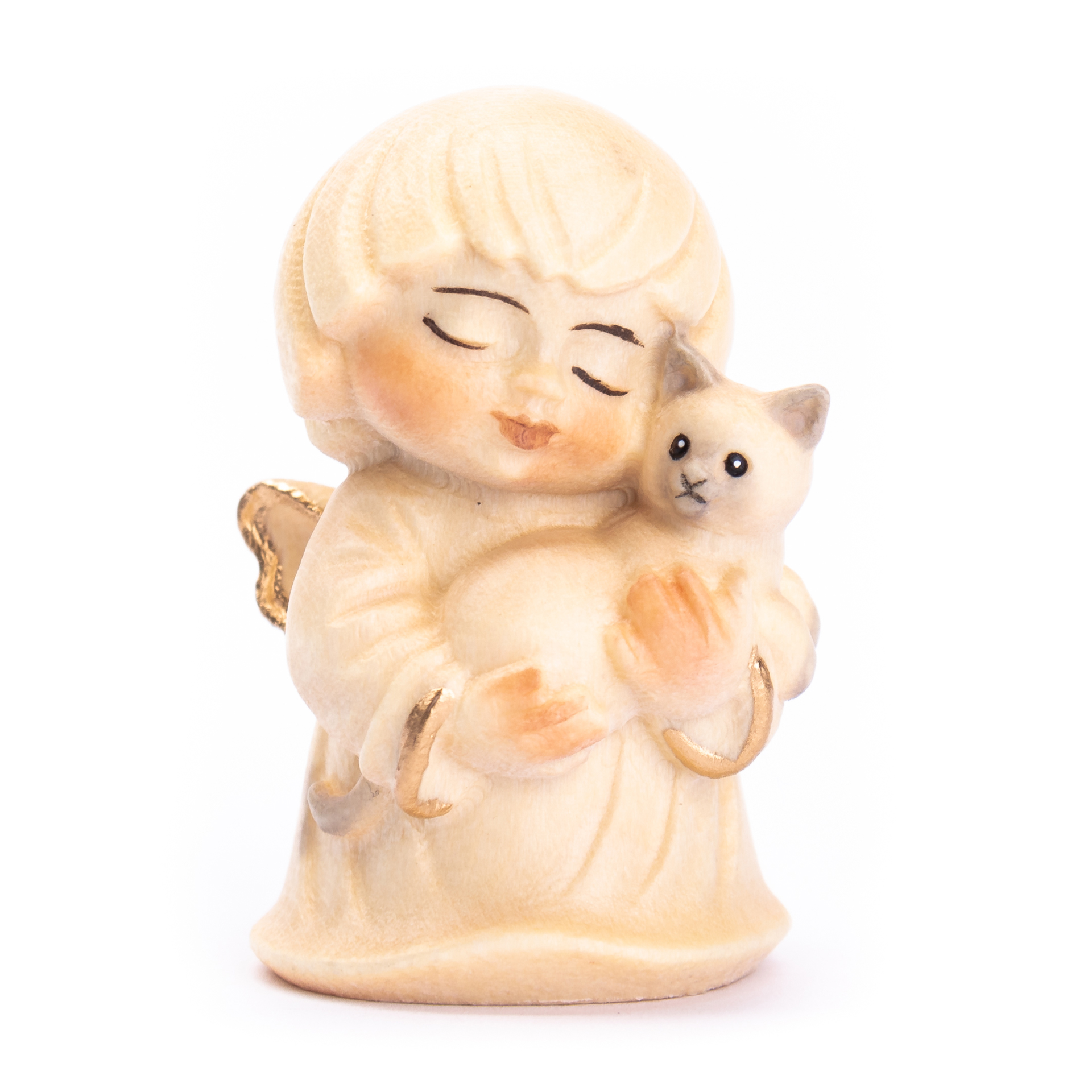 Engel mit Katze 4cm, alabaster 