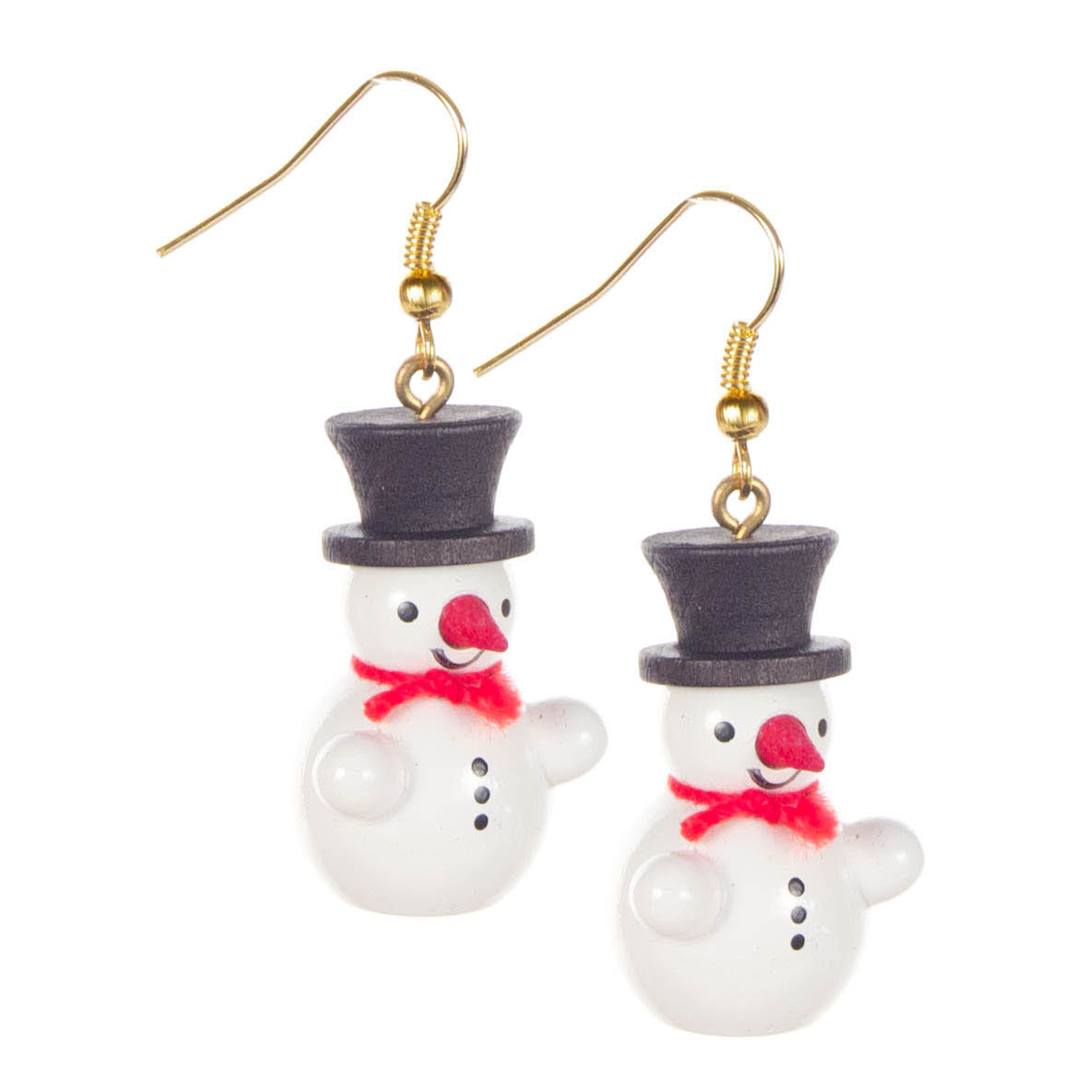 Ohrringe Schneemann, schwarzer Zylinder Ohrringe Schneemann, schwarzer Zylinder