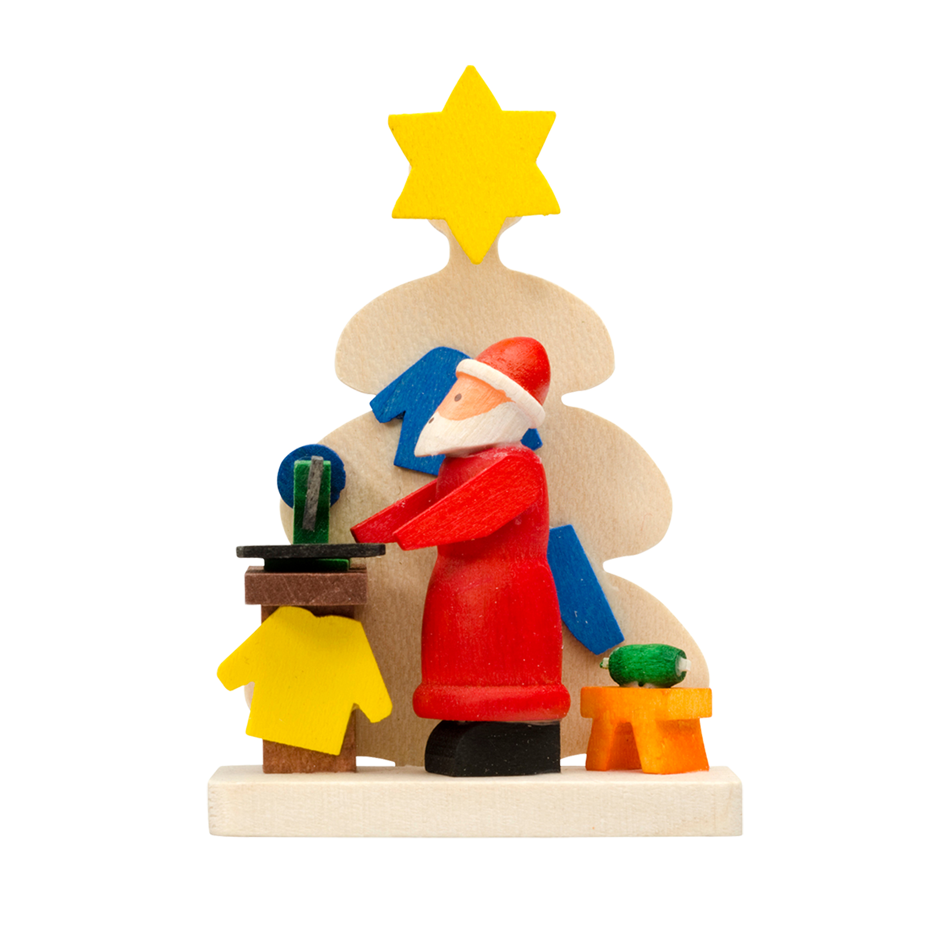 Baumschmuck Baum mit Weihnachtsmann und Nähmaschine 