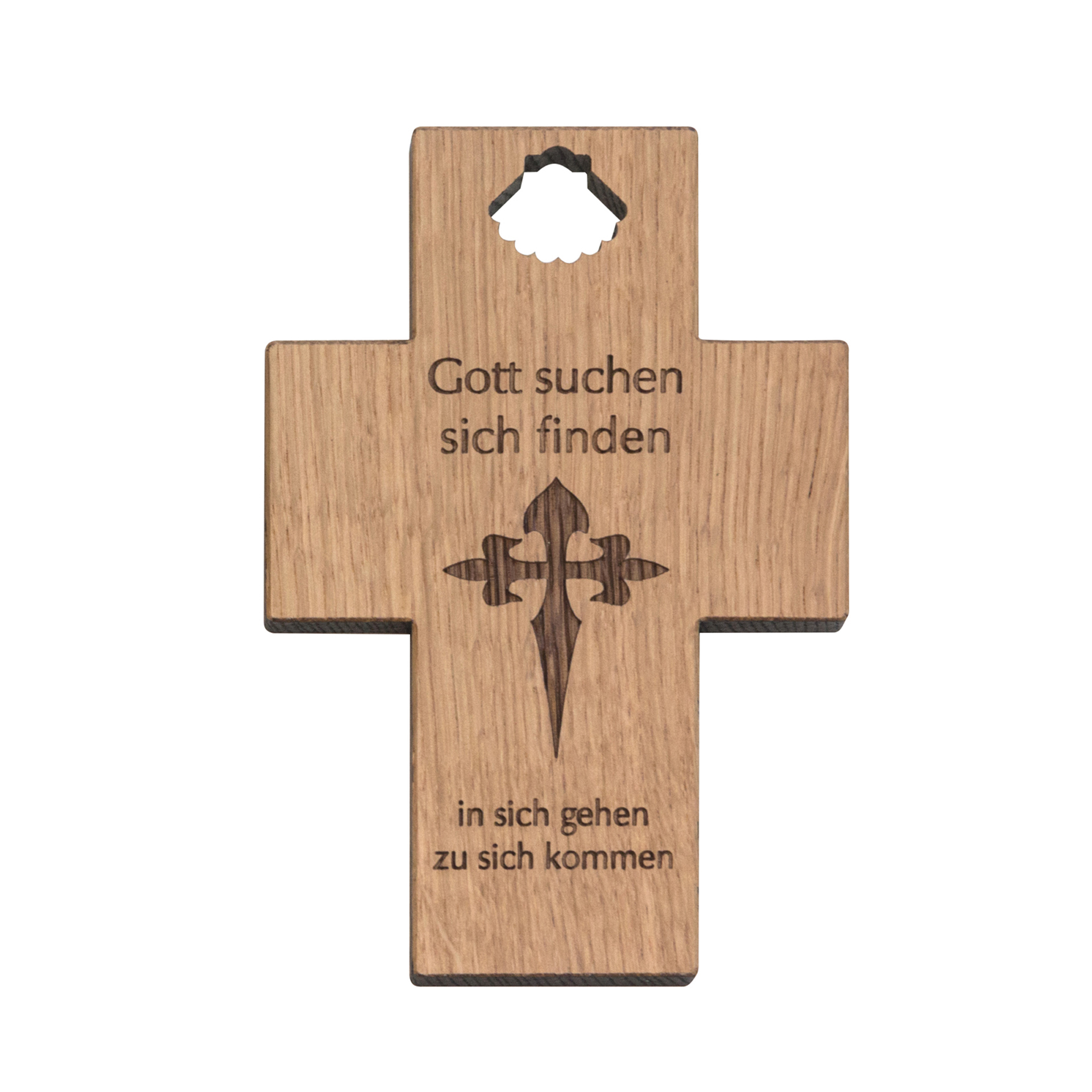 Kreuz  "Jakobs-Kreuz" mit Text, Eiche