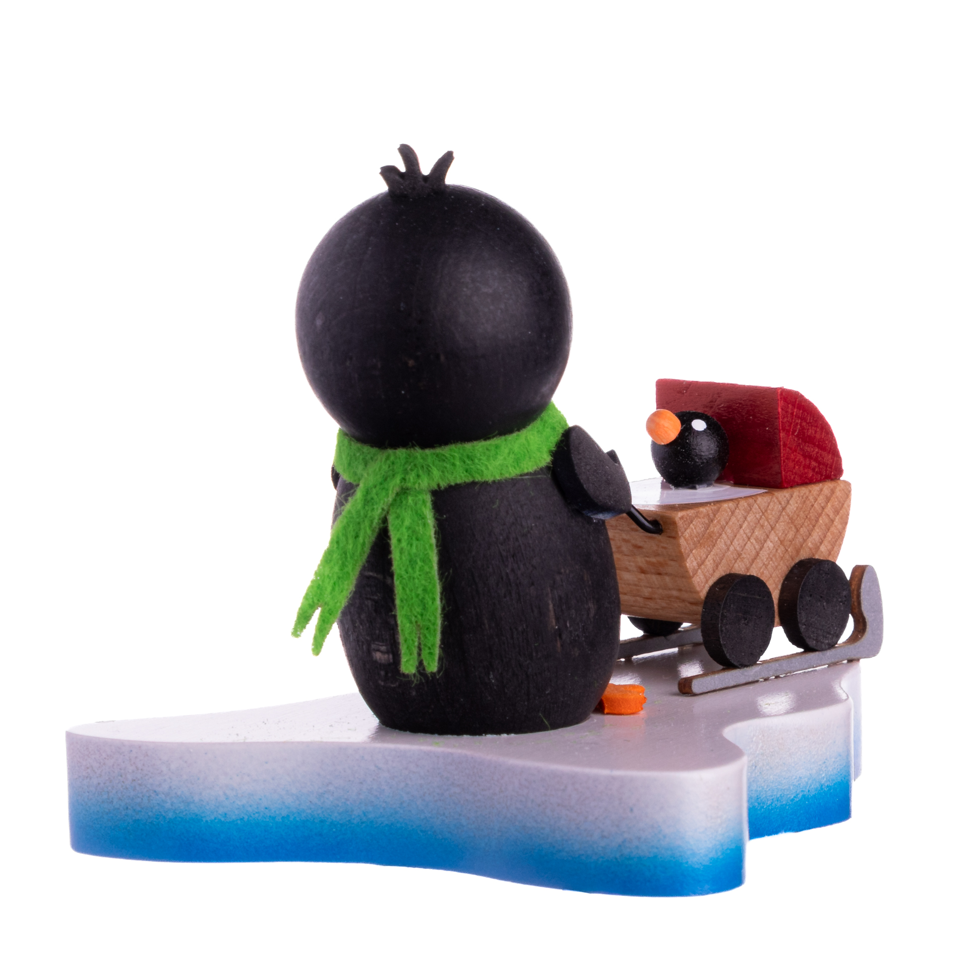 Pinguin auf Eisscholle "Nachwuchs rot"
