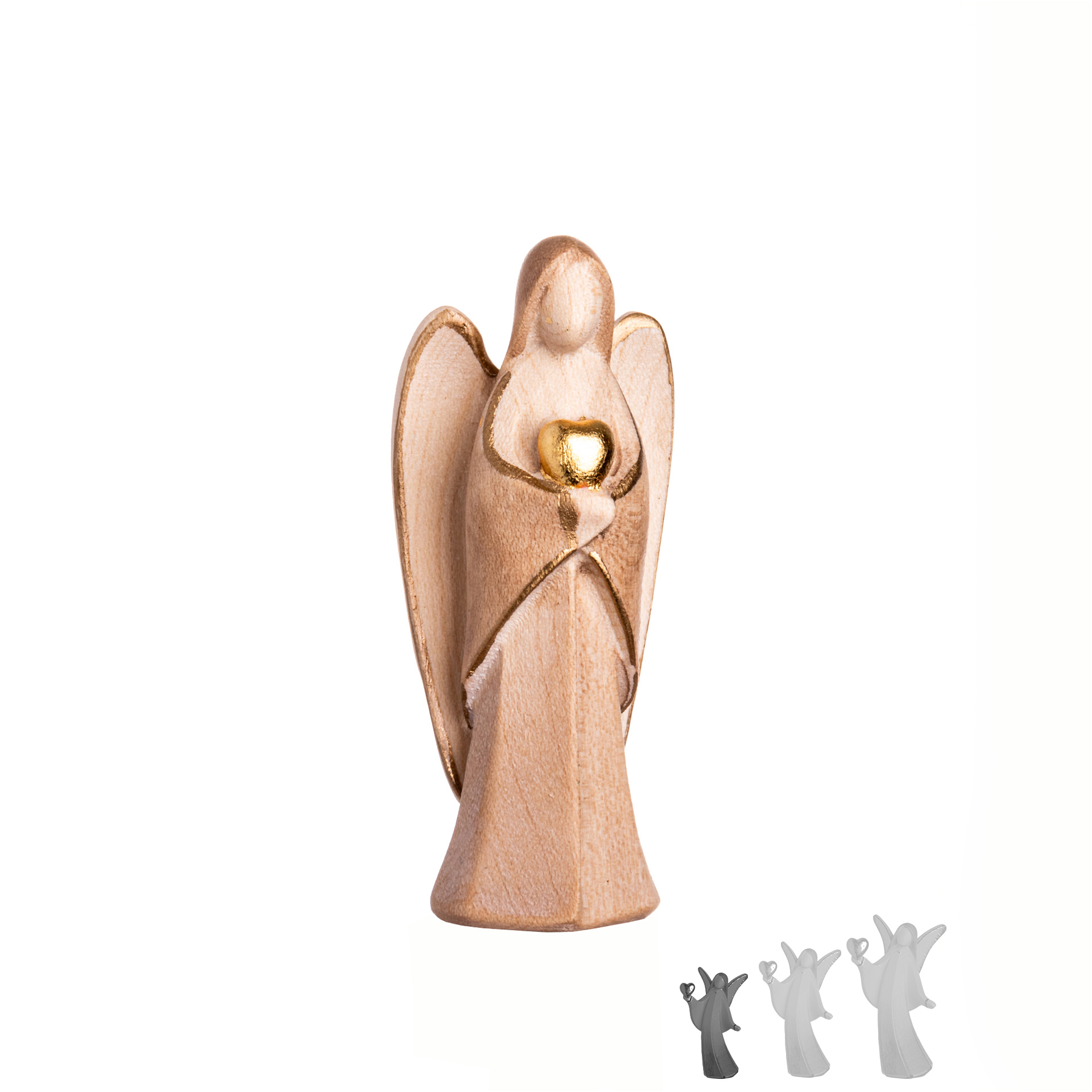 Harmonie Engel mit Herz 7cm, gebeizt