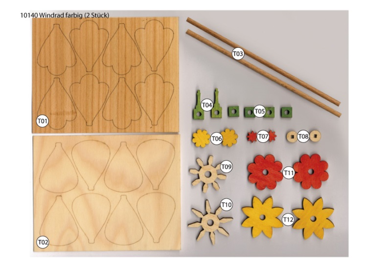 Bastelset Windrad farbig (2 Stück) Bastelset Windrad farbig (2 Stück)