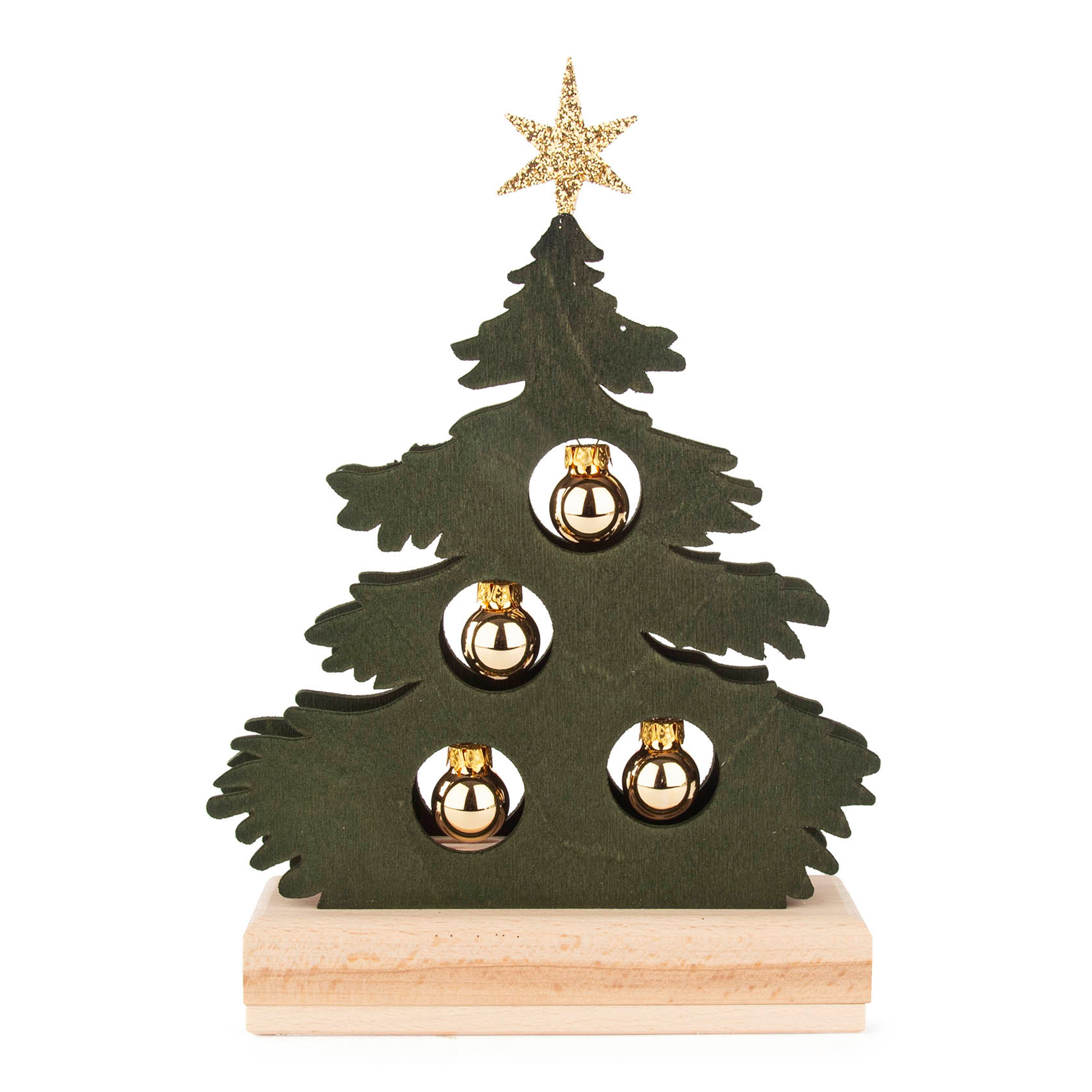 Mini Schwibbogen Tanne mit goldenen Kugeln Mini Schwibbogen Tanne mit goldenen Kugeln