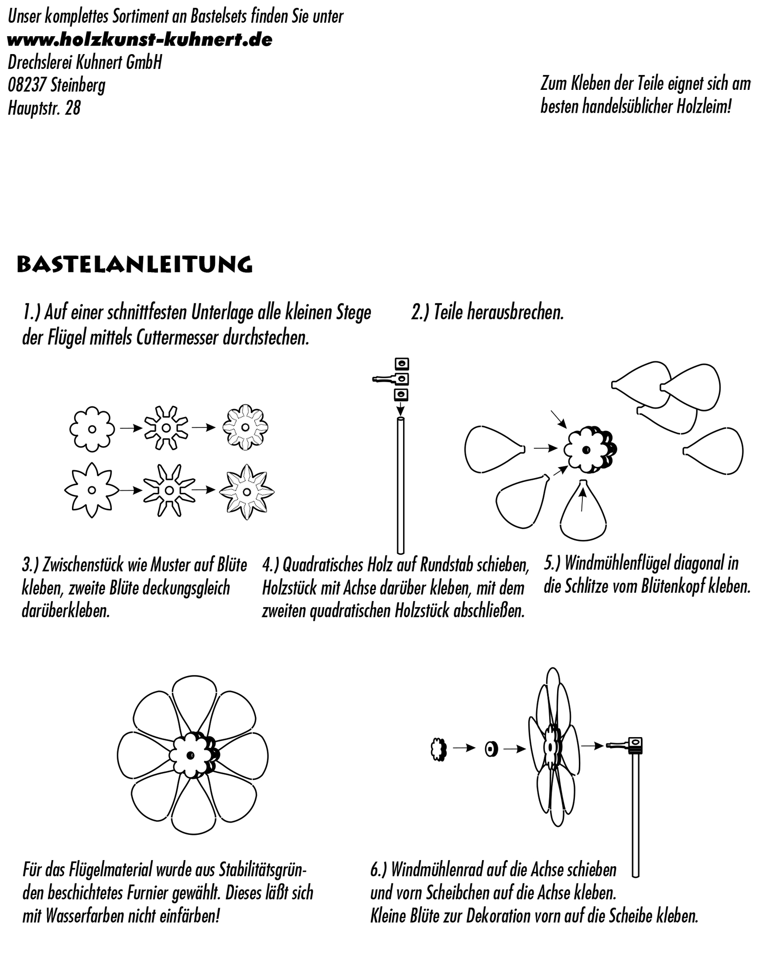 Bastelset Windrad farbig (2 Stück)