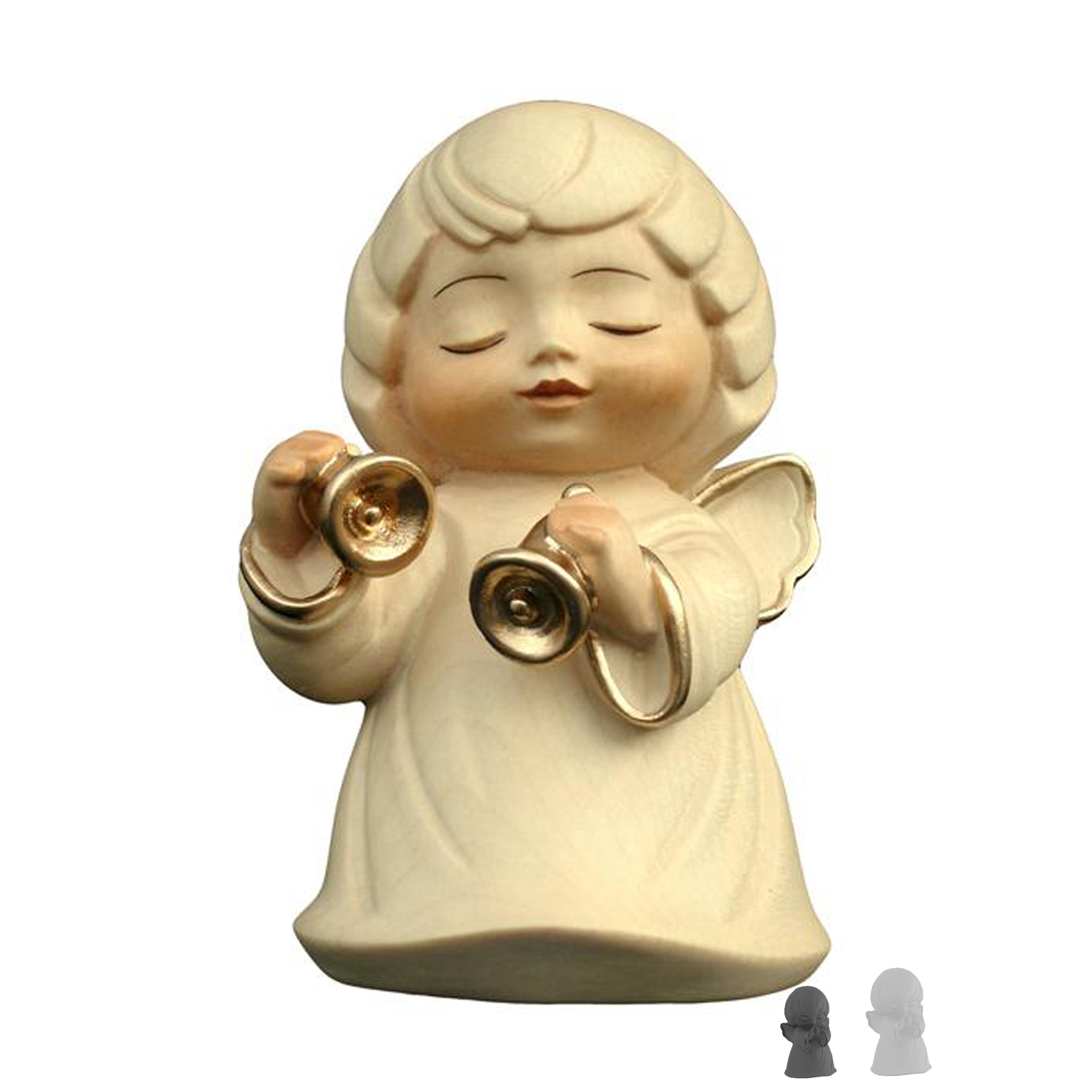 Engel mit Glocke 4cm, alabaster