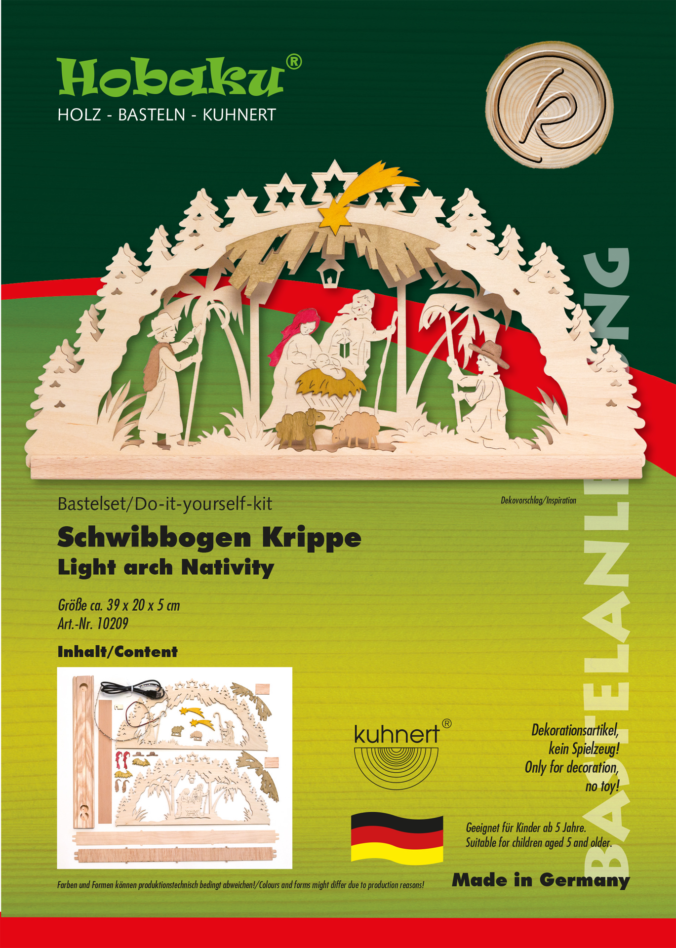 Bastelset Schwibbogen Krippe, elektrisch mit LED-Band