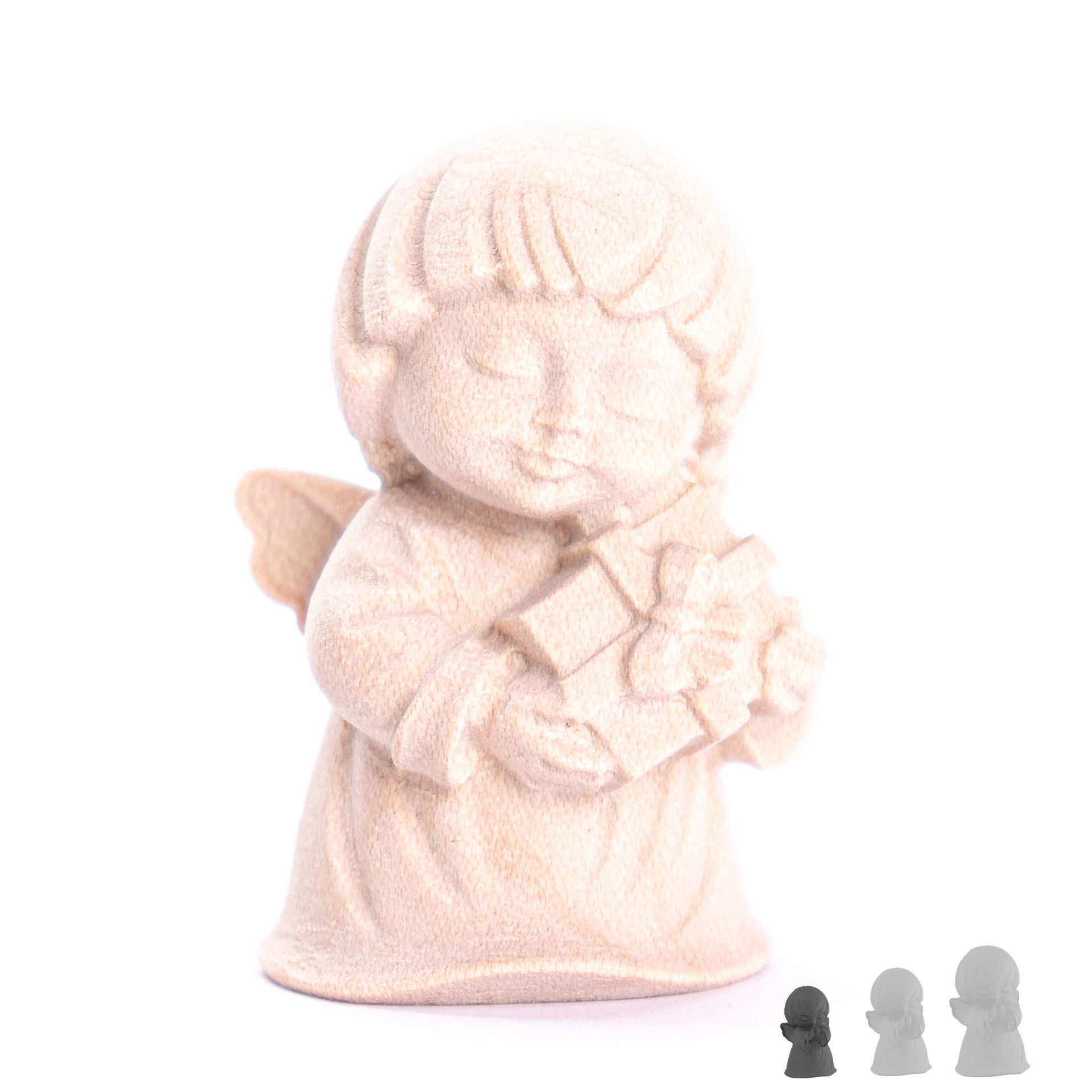 Engel mit Geschenk 4cm, natur 