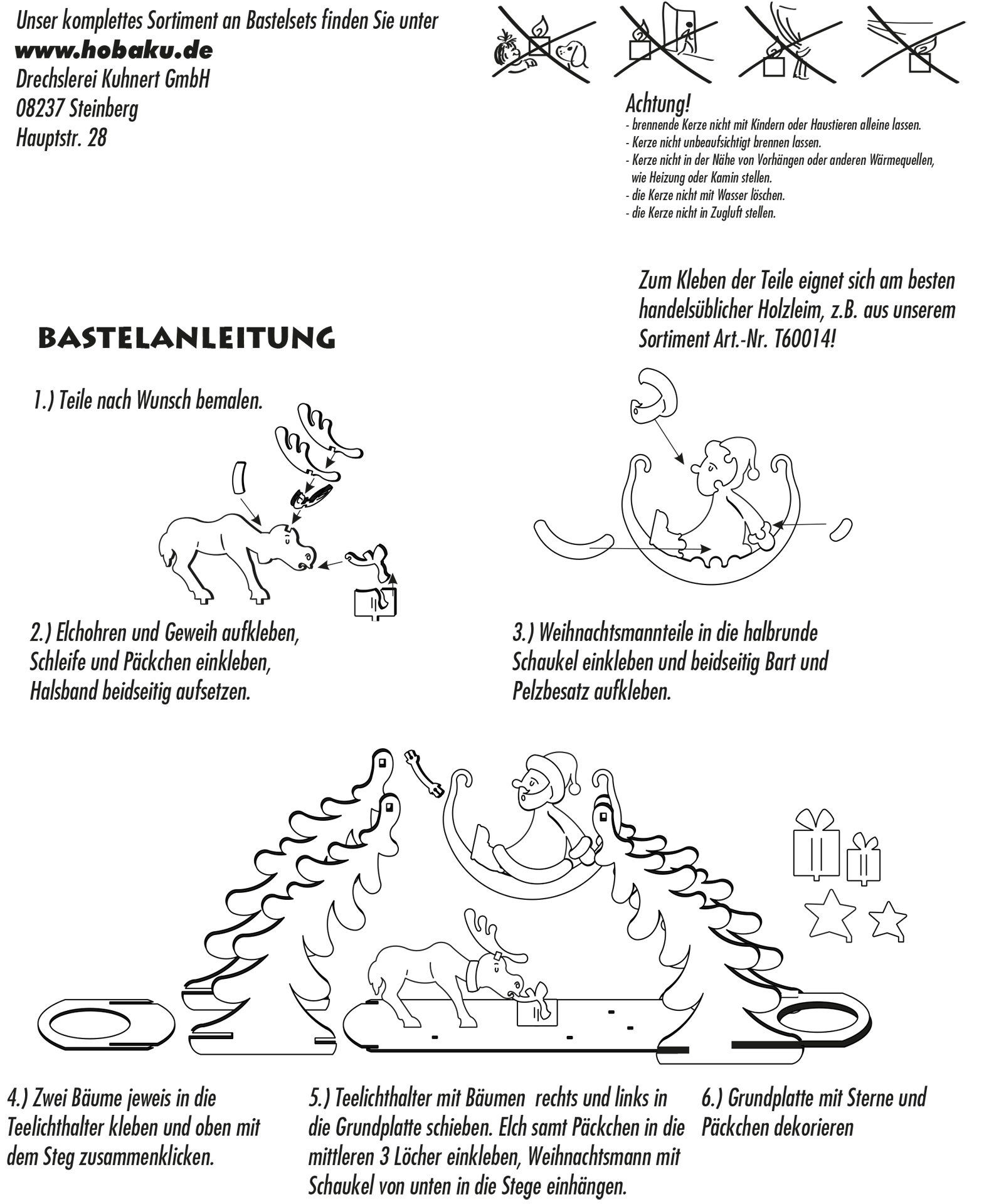 Bastelset Teelichtbogen Weihnachtsmann mit Elch