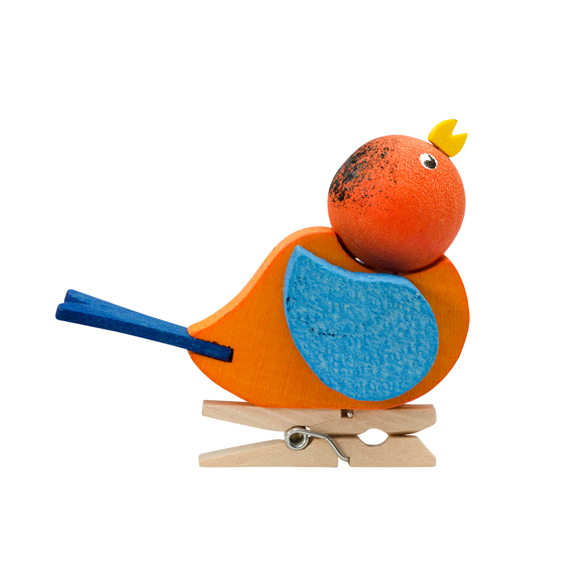 Baumclipser Vogel, orange/blau