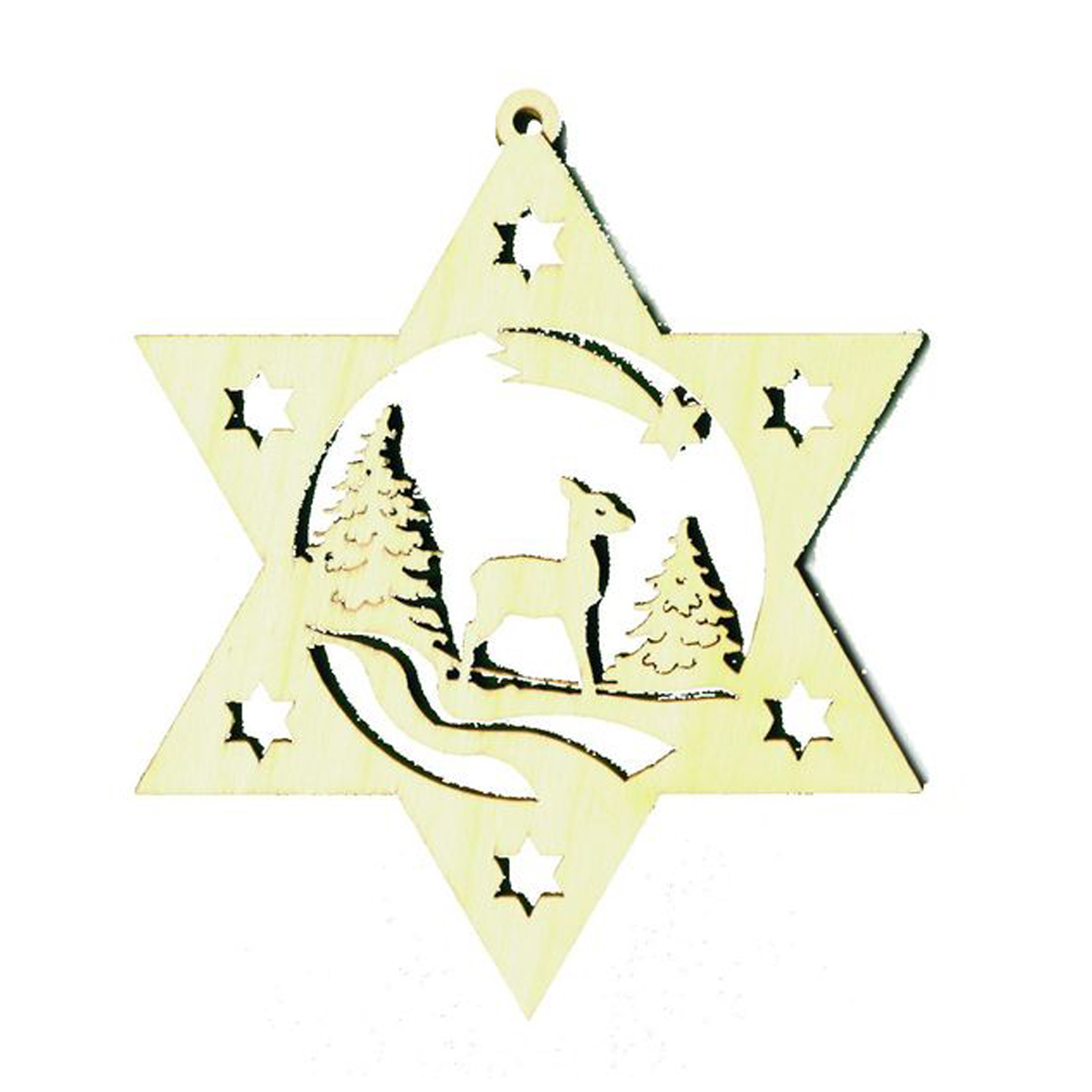 Baumschmuck Stern mit Reh Baumschmuck Stern mit Reh