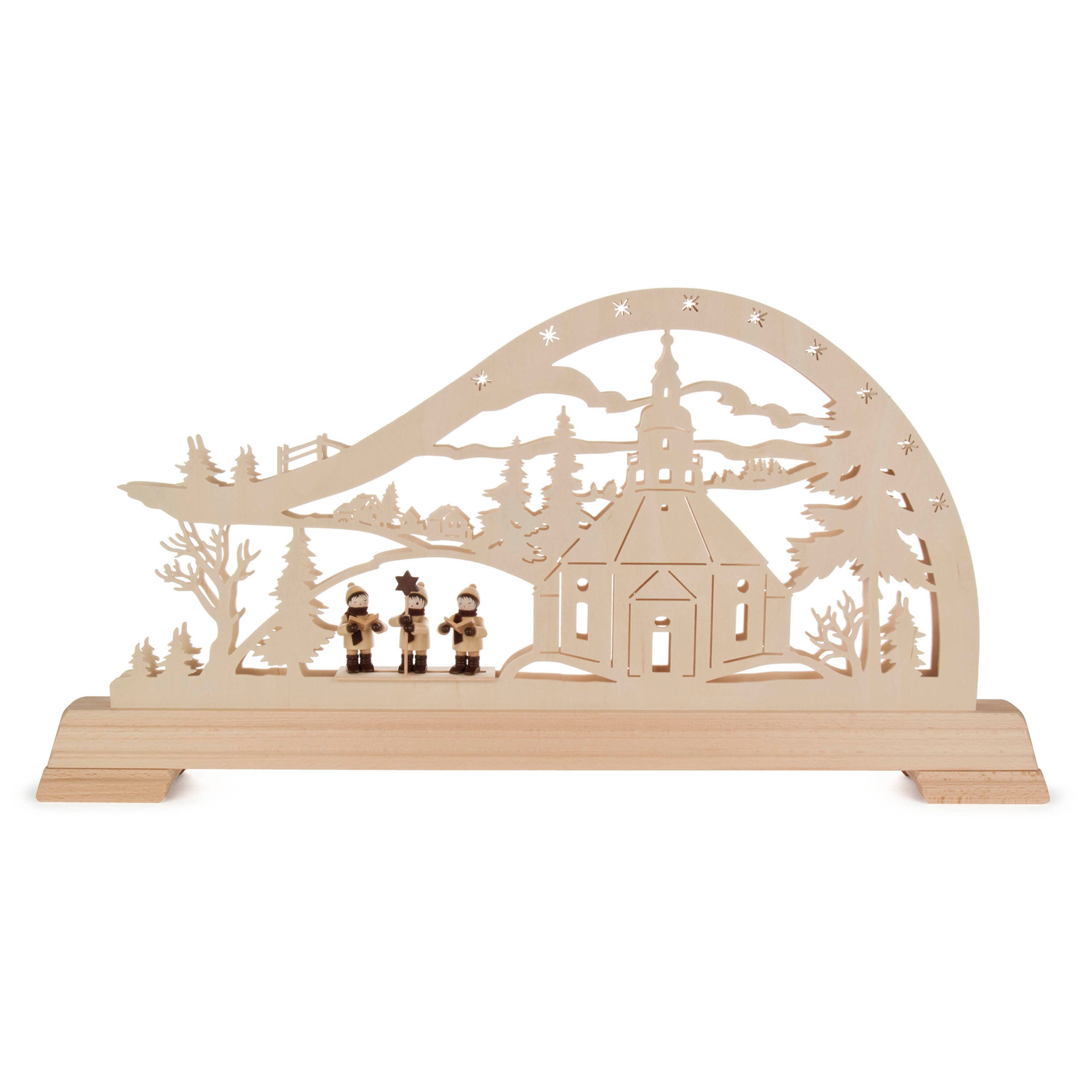 Schwibbogen Seiffener Kirche und Kurrende Schwibbogen Seiffener Kirche und Kurrende