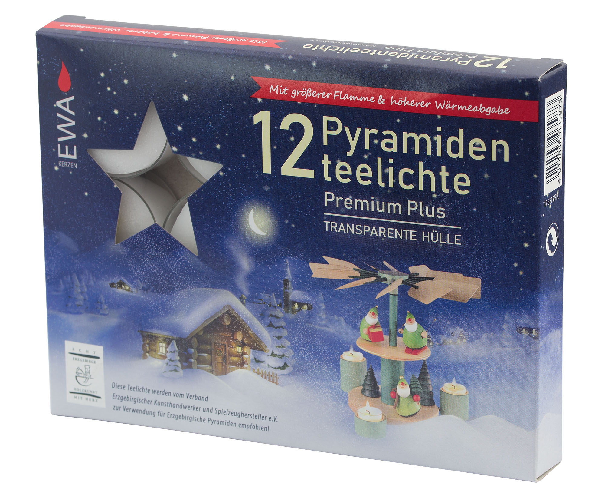 Pyramidenteelichte, 12er Pack 