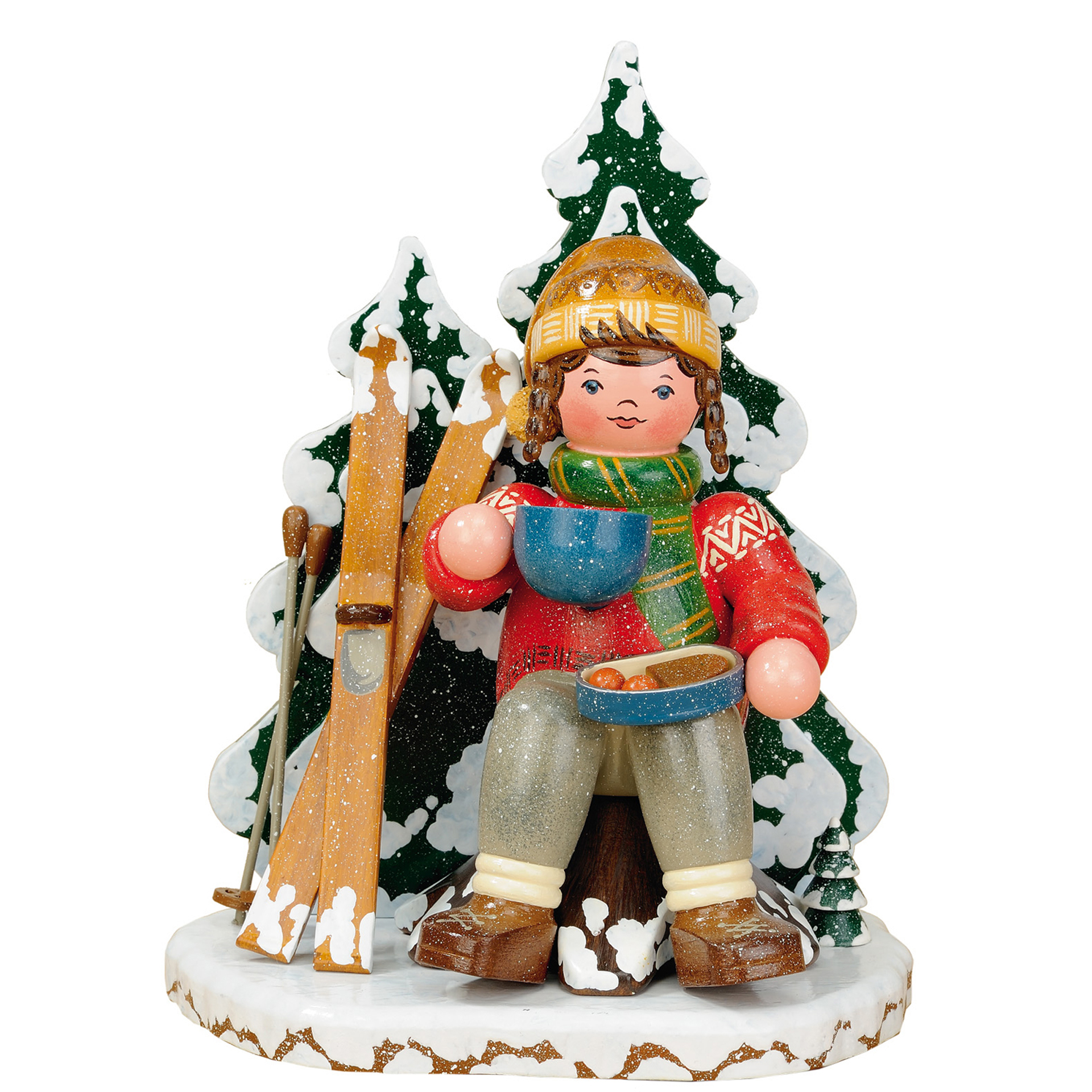 Rauchfigur Winterkinder Schneeschuhfahrerin