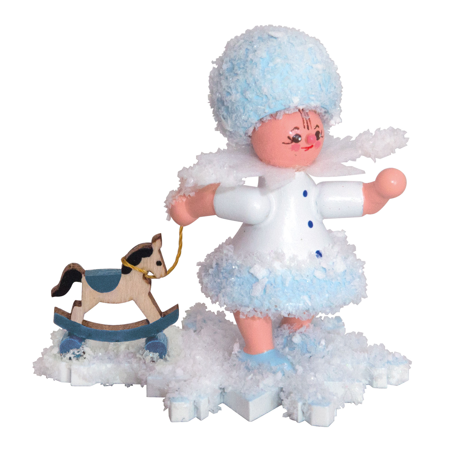 Schneeflöckchen mit Schaukelpferd