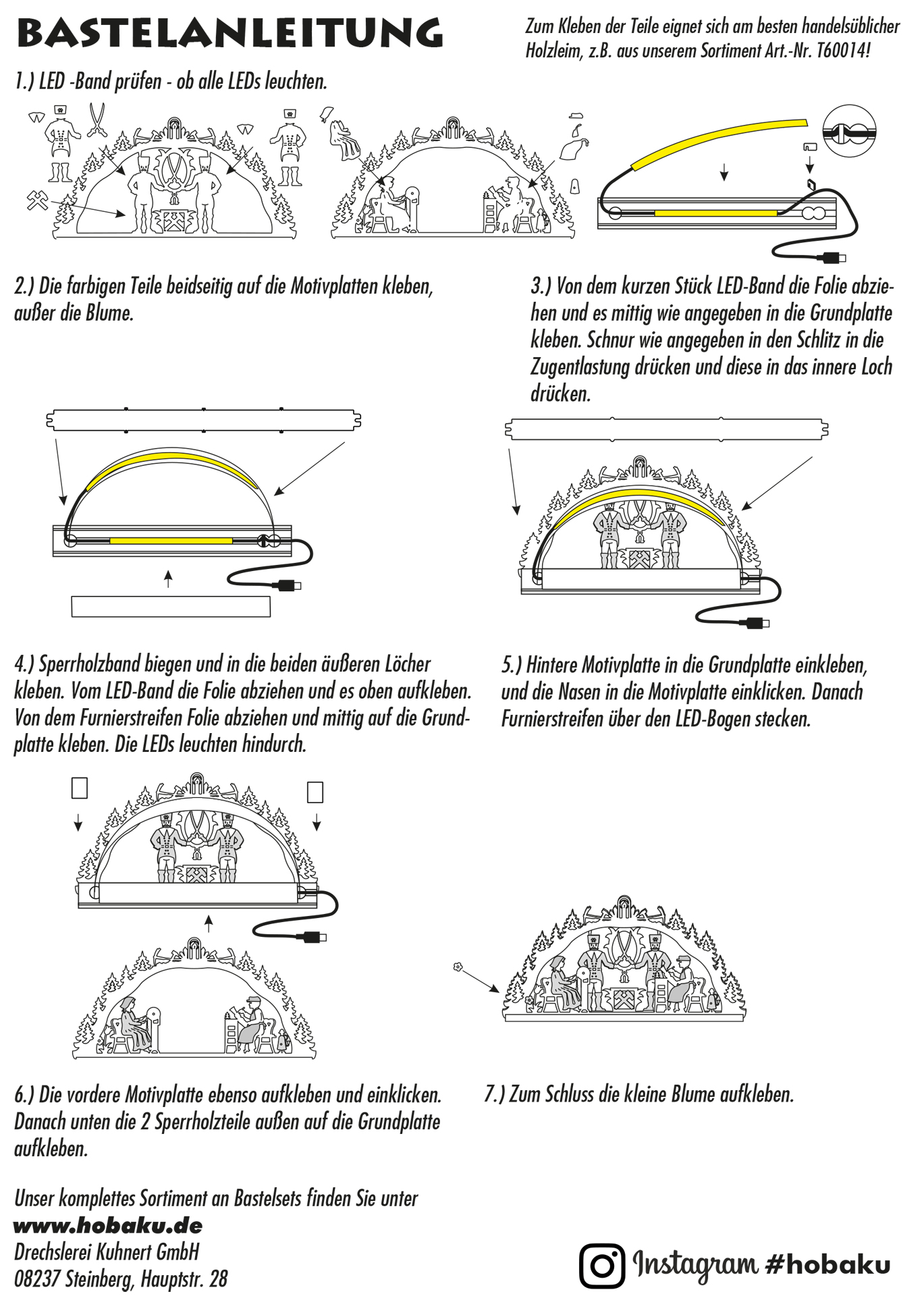 Bastelset Schwibbogen Erzgebirge mit LED-Band