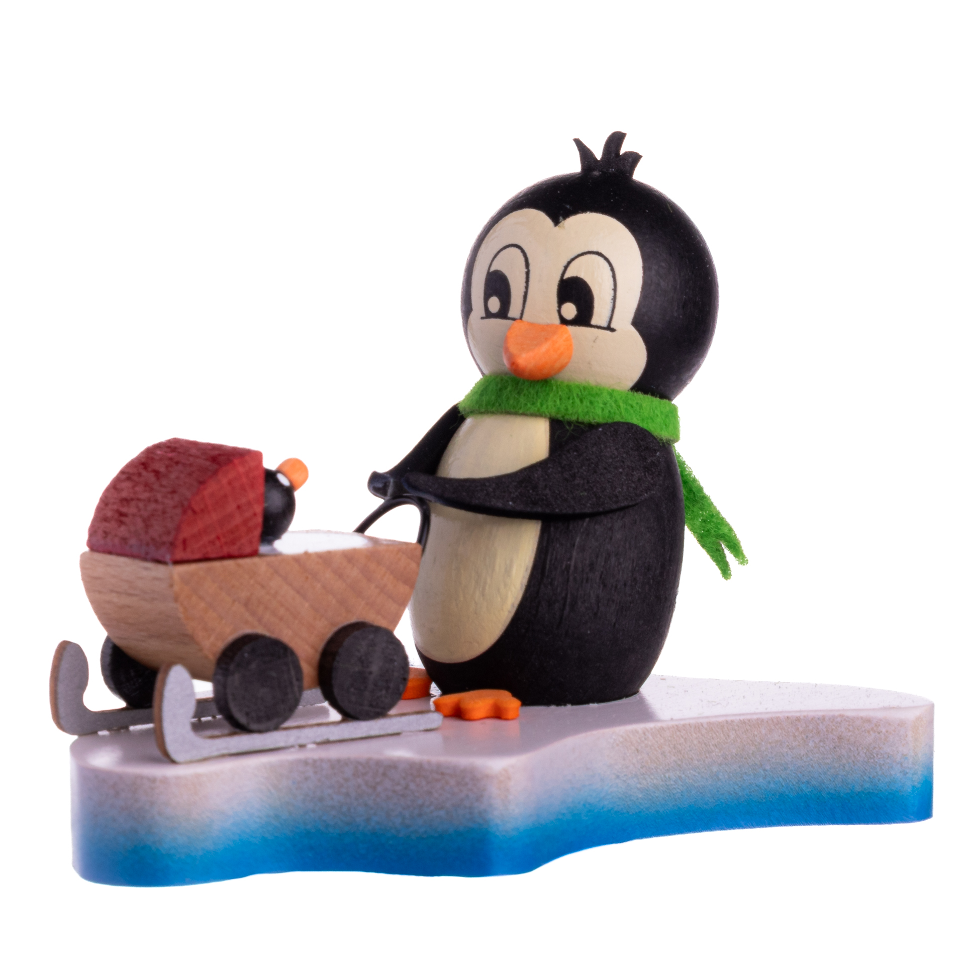 Pinguin auf Eisscholle "Nachwuchs rot"